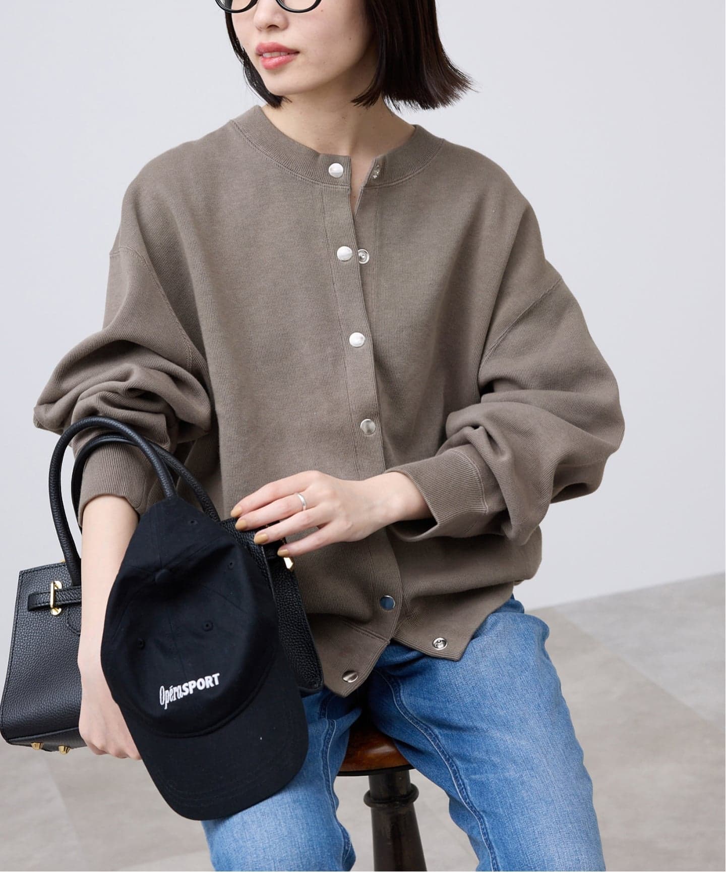 WEB限定/追加4》ダブルフェイスジャージースナップカーディガン