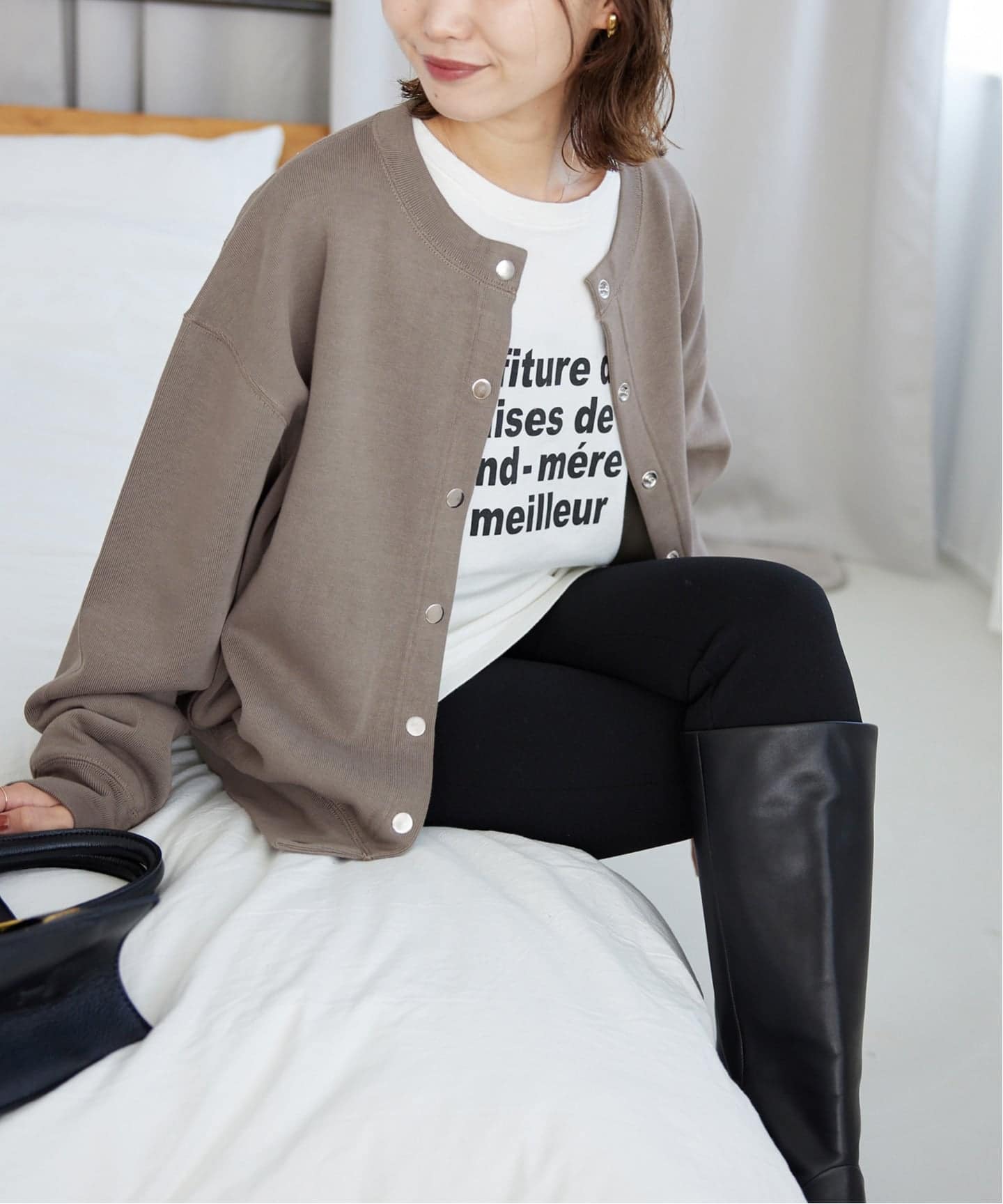 IENA ダブルフェイススナップカーディガン 黒 ダブルフェイススナップカーディガン | イエナ(IENA) | マルイウェブ