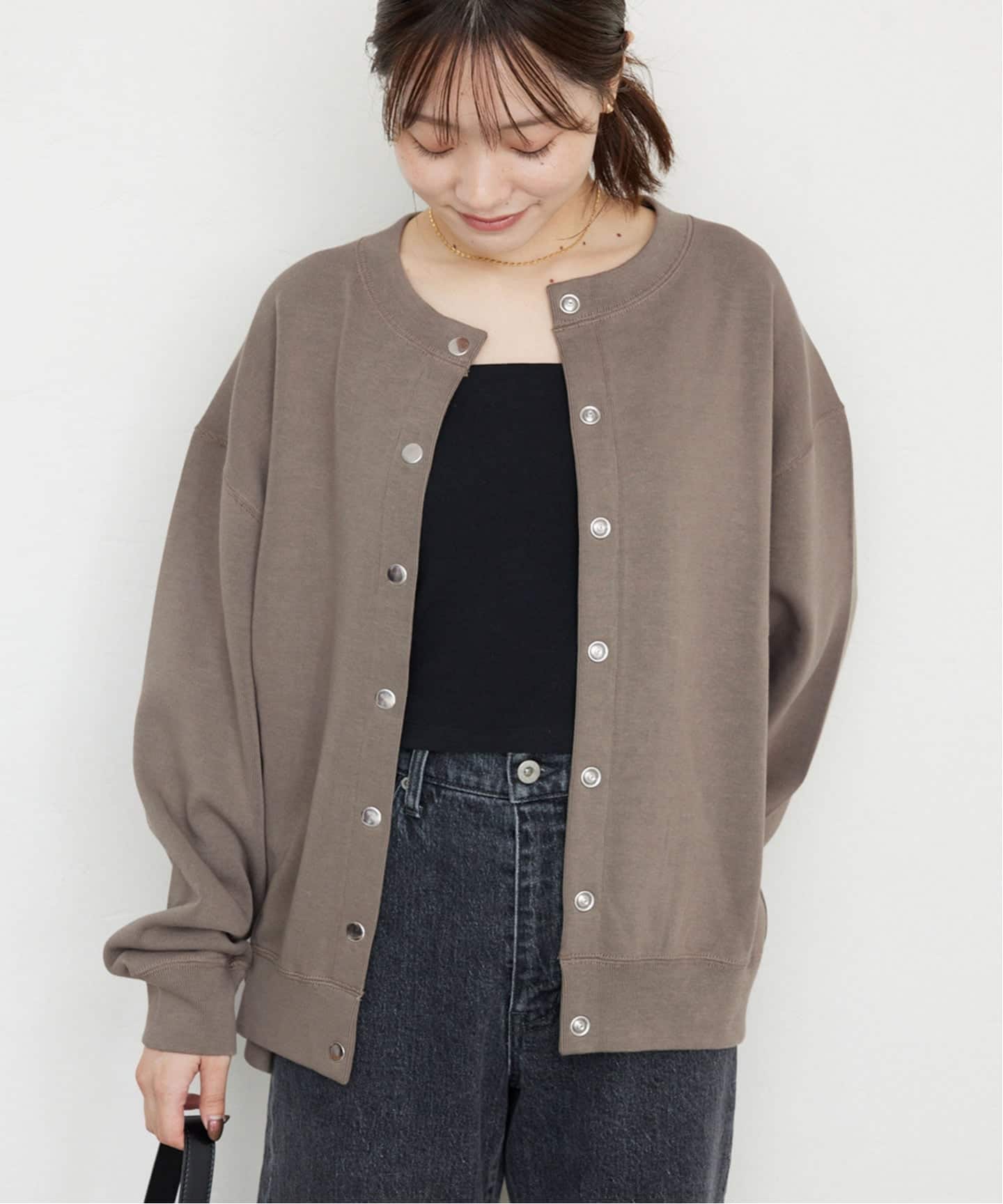 WEB限定/追加4》ダブルフェイスジャージースナップカーディガン