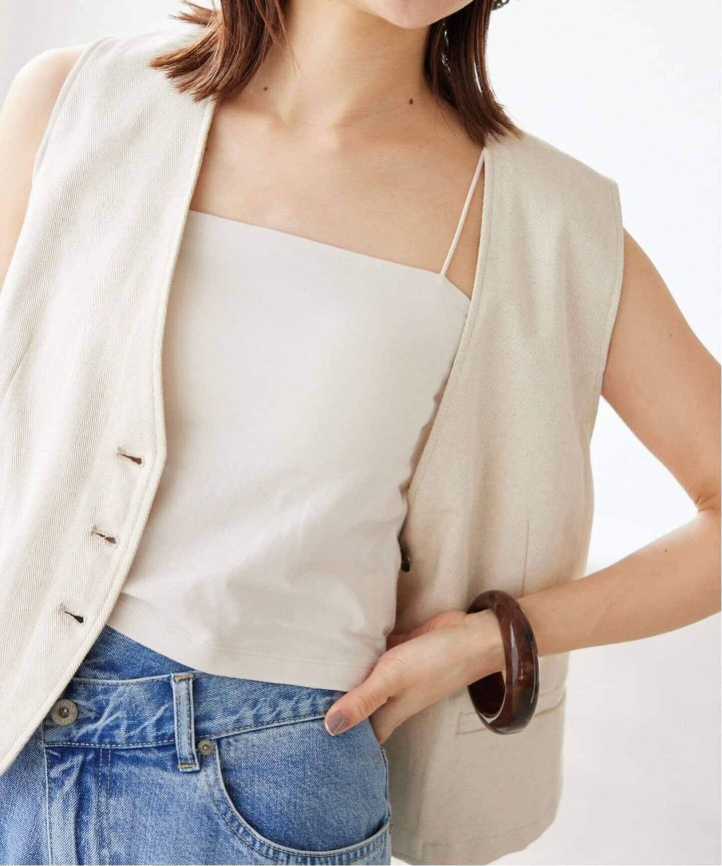 れん様返品用SLOBEIENAのベアテンショートキャミソール 追加》ベア天 ショートキャミソール（カップ付きインナー）｜SLOBE