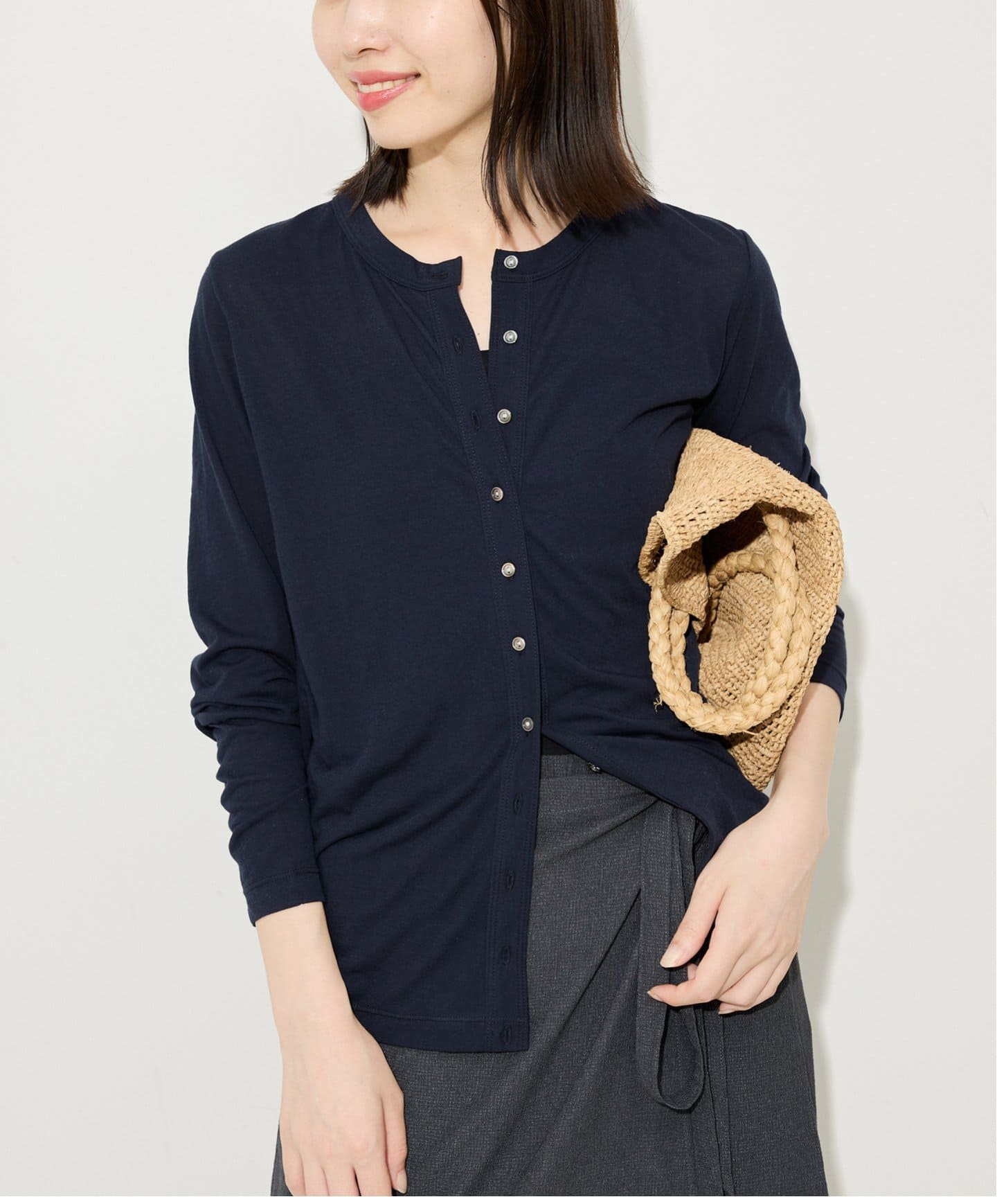 シアー天竺 クルーネックカーディガン（カーディガン）｜SLOBE IENA