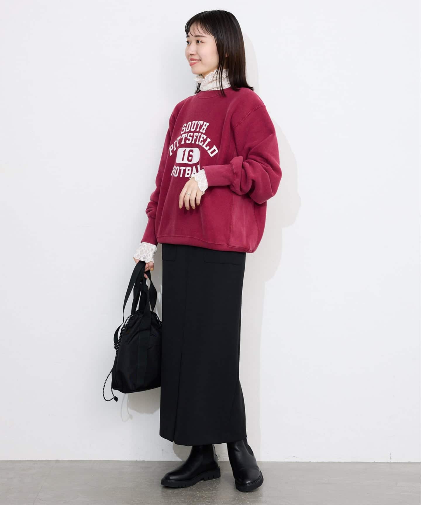 ストレッチレースタートルプルオーバー（Tシャツ／カットソー）｜SLOBE