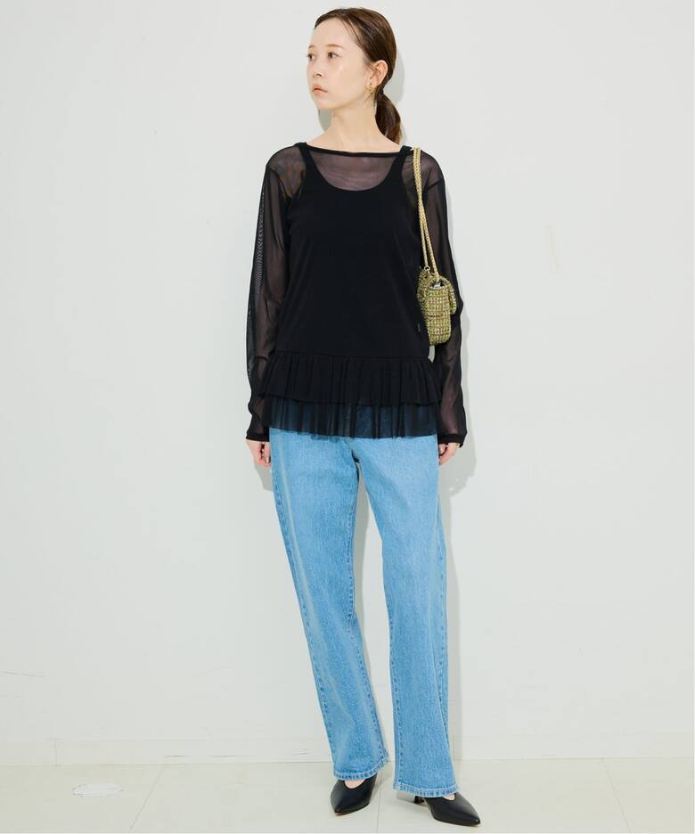ヘムラッフルチュールプルオーバー（Tシャツ／カットソー）｜SLOBE 