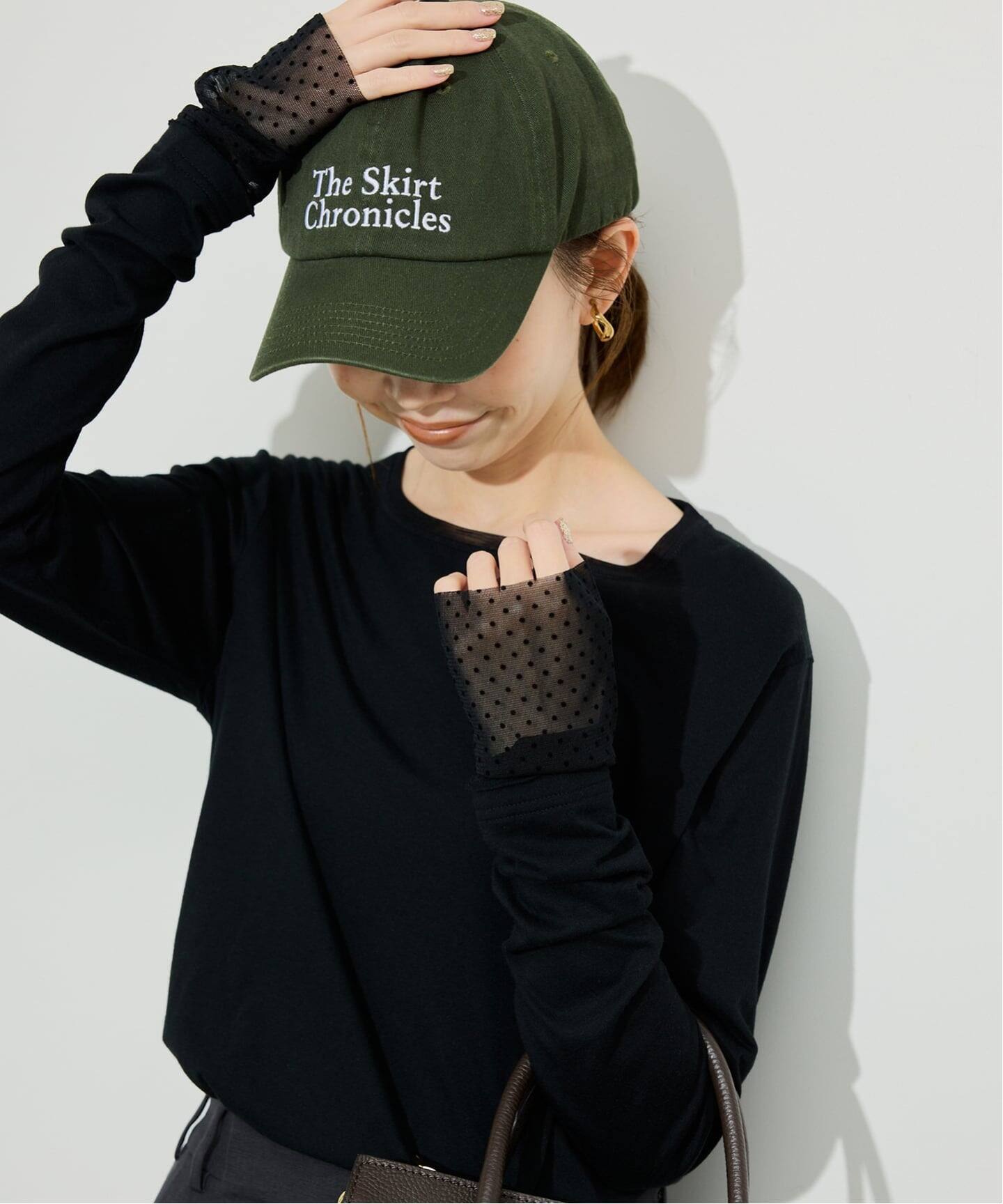 WEB限定/追加2》レイヤードフロッキードットスリーブロンTEE（Tシャツ