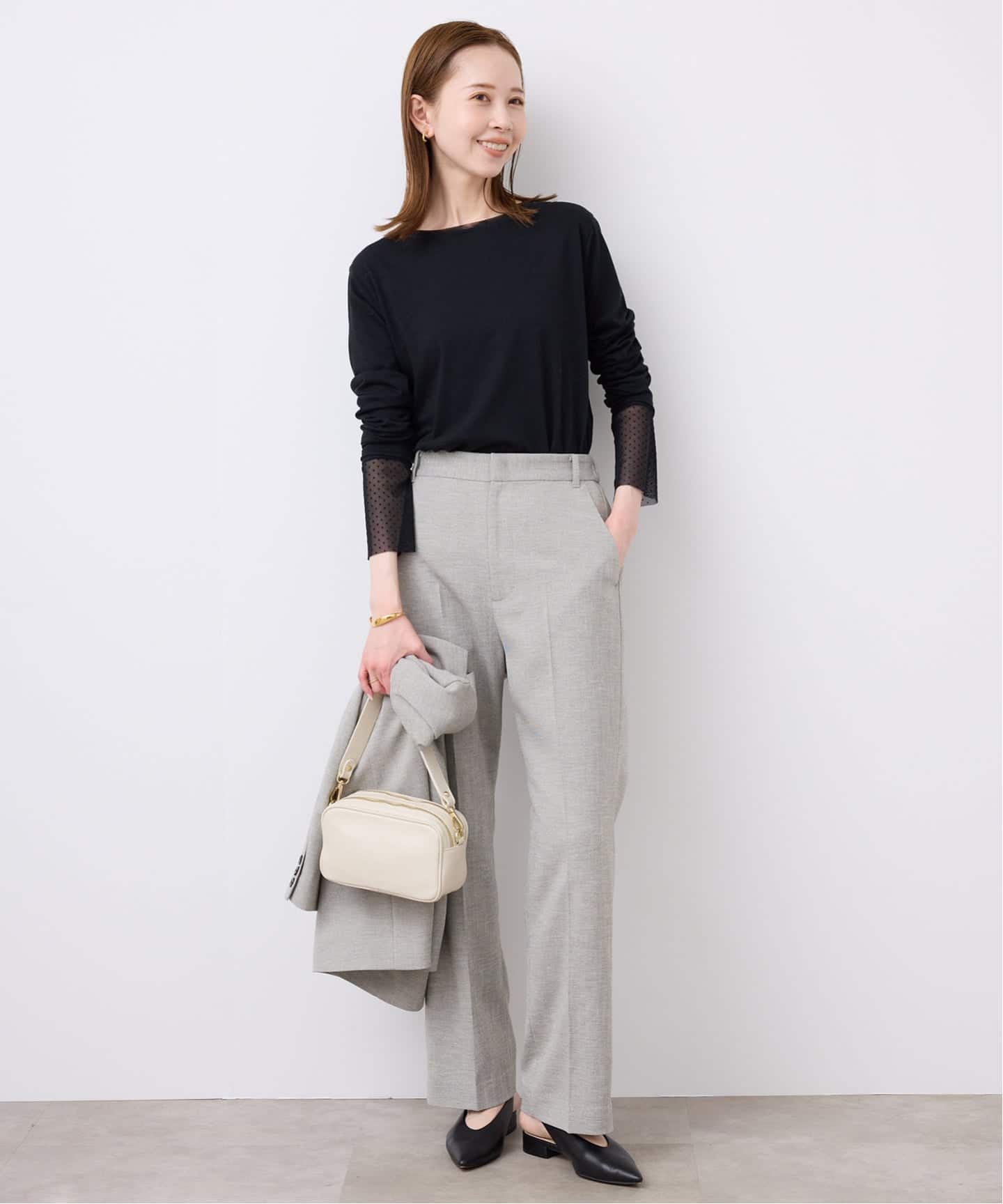 追加3》レイヤードフロッキードットスリーブロンTEE（Tシャツ