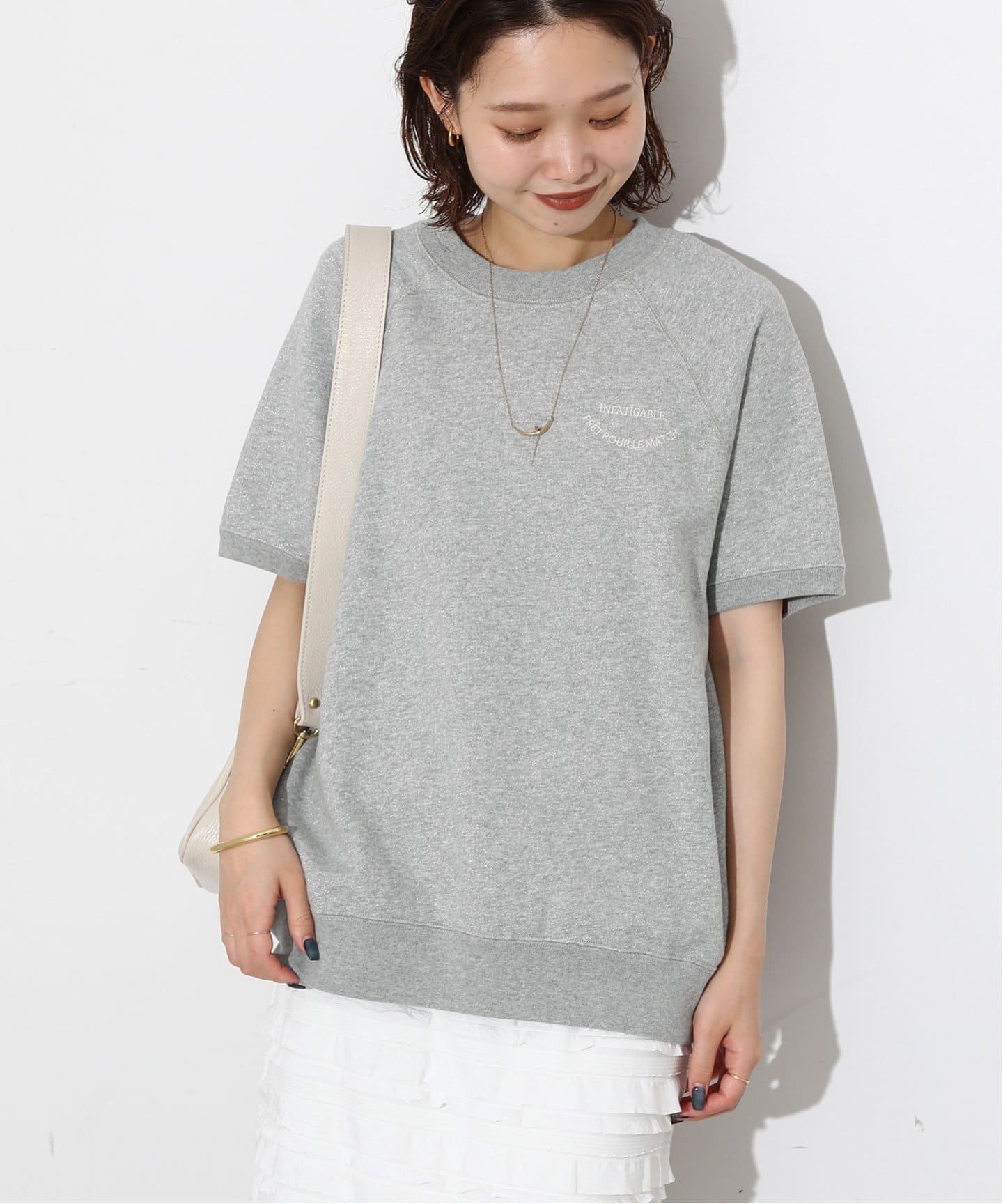 【美品】 スローブイエナ ミニ裏毛ハーフスリーブプルオーバー 近年モデル SLOBE IENA｜《追加》ラメ裏毛ハーフスリーブプルオーバー