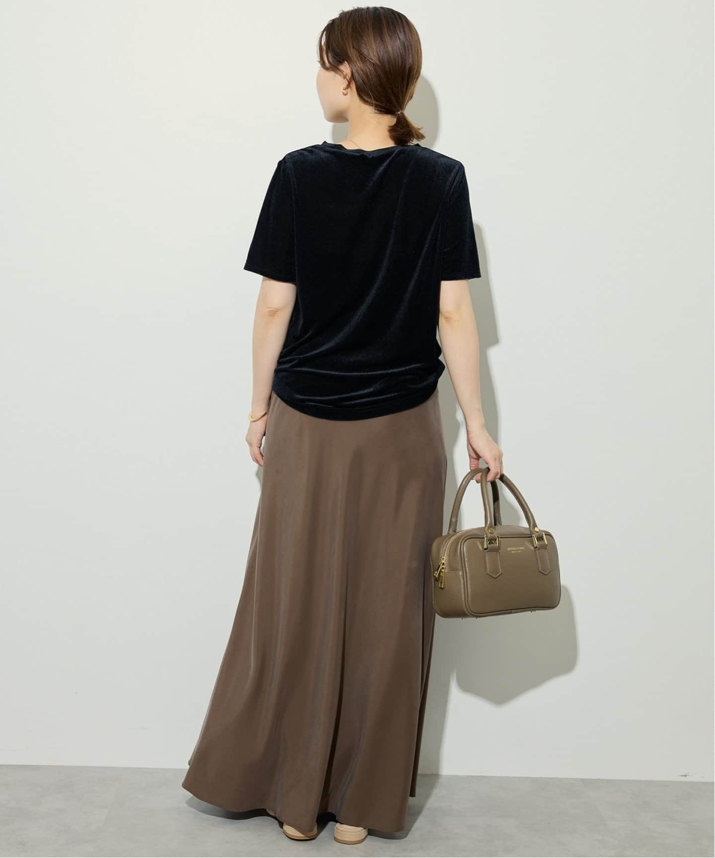【BEIGE】ベロア ノースリーブ Tシャツ ウォッシャブル ベロア ノースリーブ Tシャツ ウォッシャブル