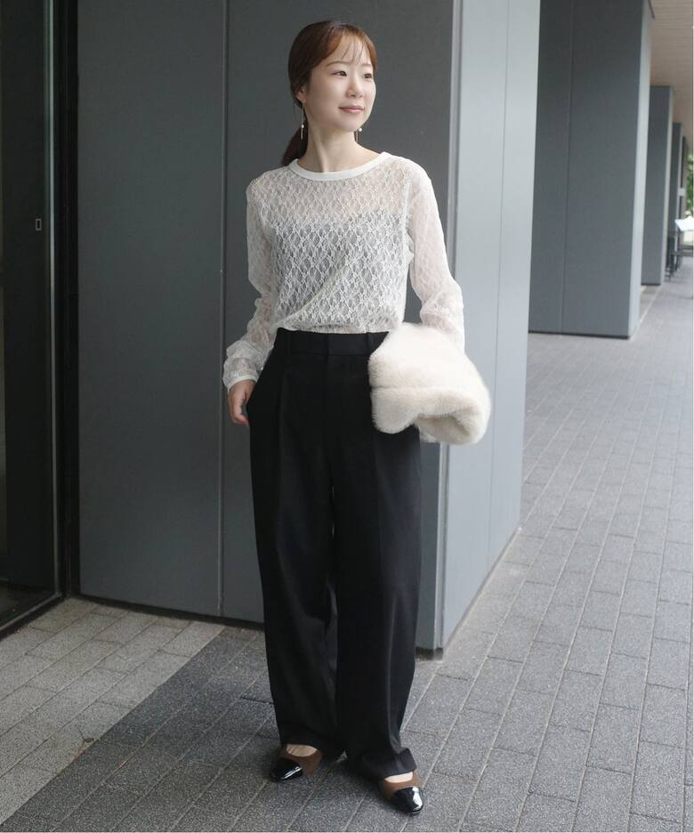 IRONING/アイロニング flower lace ロングスリーブ 01IR009410WT（T 
