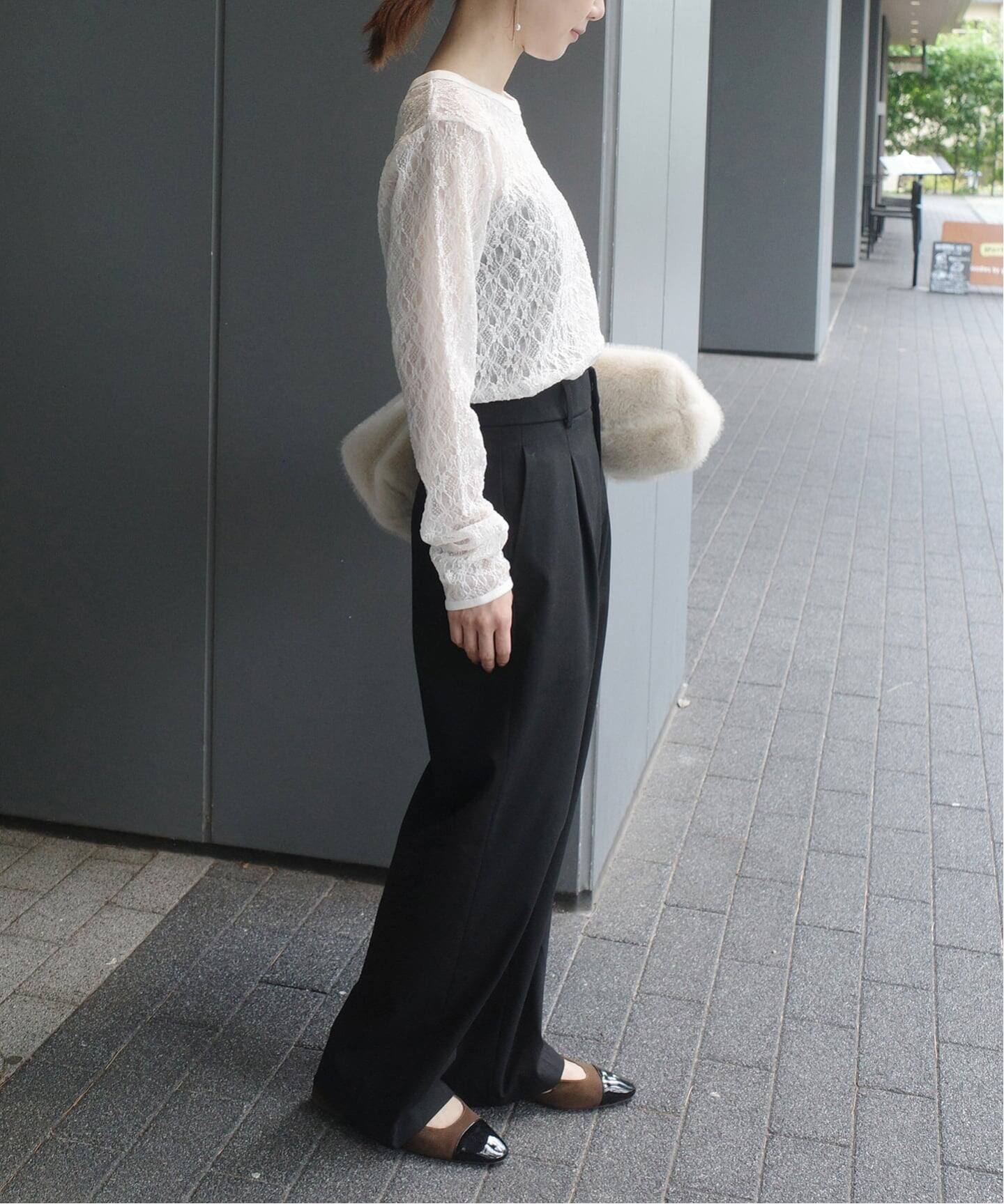 IRONING/アイロニング flower lace ロングスリーブ 01IR009410WT（T