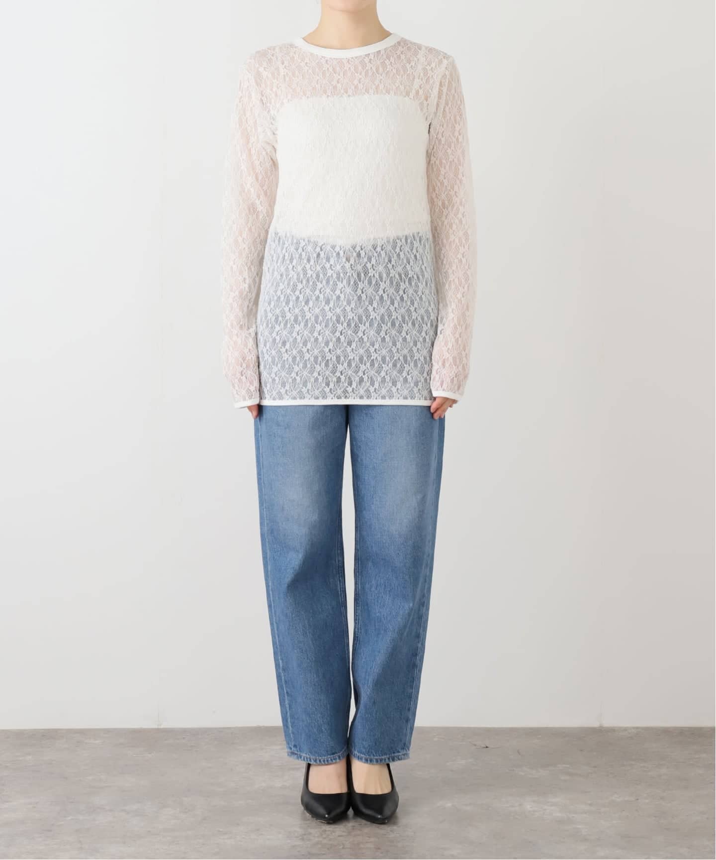 IRONING/アイロニング flower lace ロングスリーブ 01IR009410WT（T