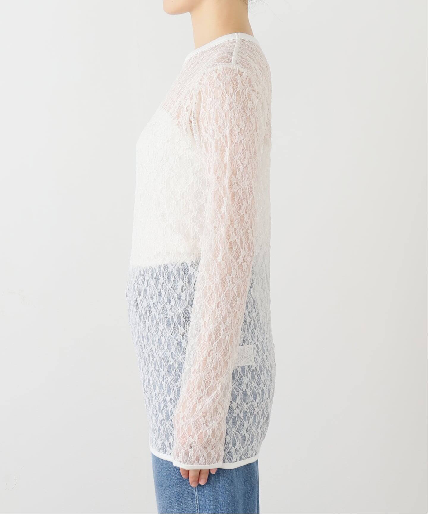 IRONING/アイロニング flower lace ロングスリーブ 01IR009410WT（T