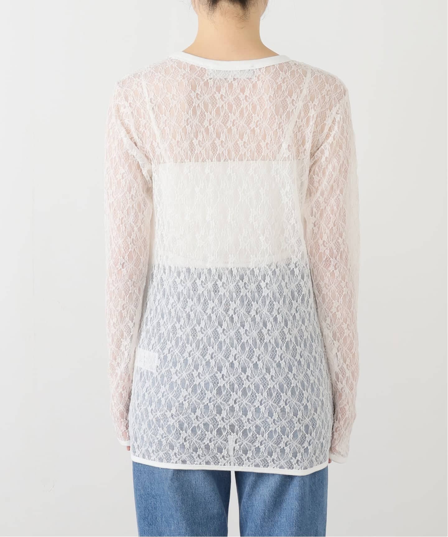 IRONING/アイロニング flower lace ロングスリーブ 01IR009410WT（T