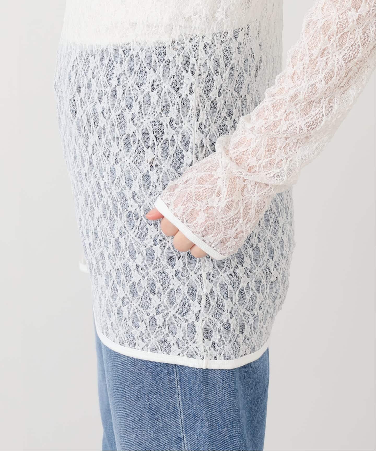 IRONING/アイロニング flower lace ロングスリーブ 01IR009410WT（T