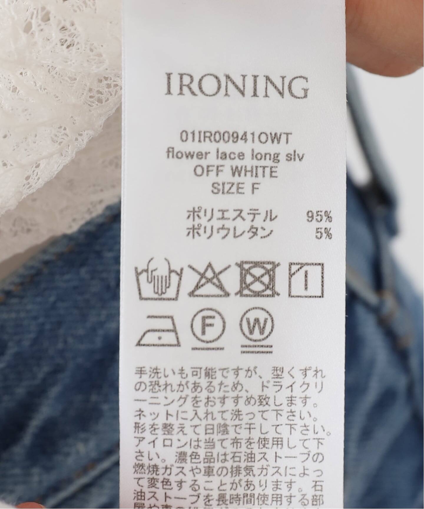 IRONING/アイロニング flower lace ロングスリーブ 01IR009410WT（T