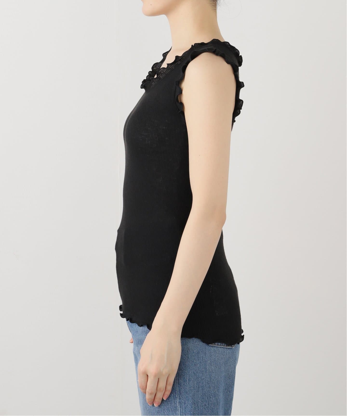 タンクトップ ノースリーブ COUP DE FOUDRE tank top レディース タンクトップ ノースリーブ ロゴボーダー スクエアネック