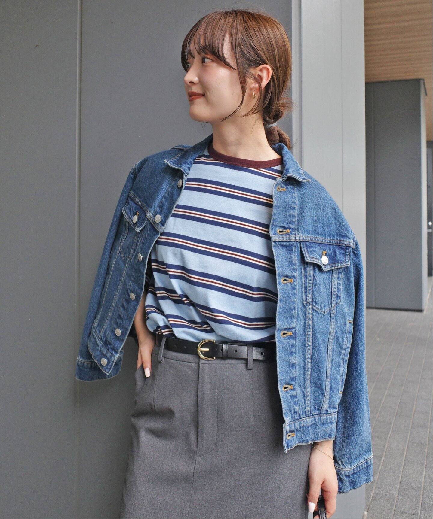 新品タグ付き✨スローブ イエナ　デニムレギュラーシャツ　ゆったり　2024AW 大きいサイズ＞綿100％ワイドスリーブVネックデニムシャツ
