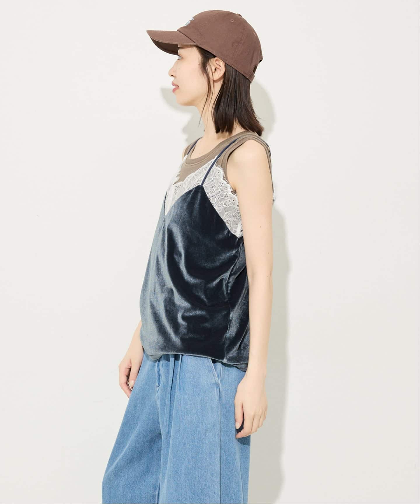 追加》miller/ミラー SLOBE別注 ベロアレースミャミソール