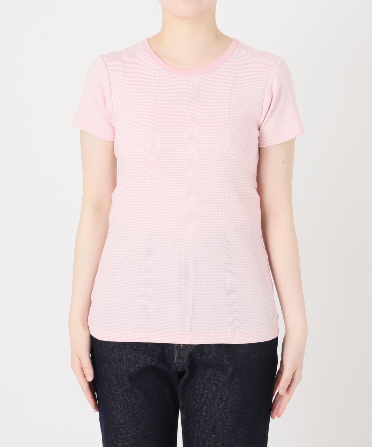 SLOBE IENA - 新品　SLOBE IENA MILLER 別注クルーネック カットソー ピンク 追加》miller/ミラー SLOBE別注 SHEER RIB クルーネック（T