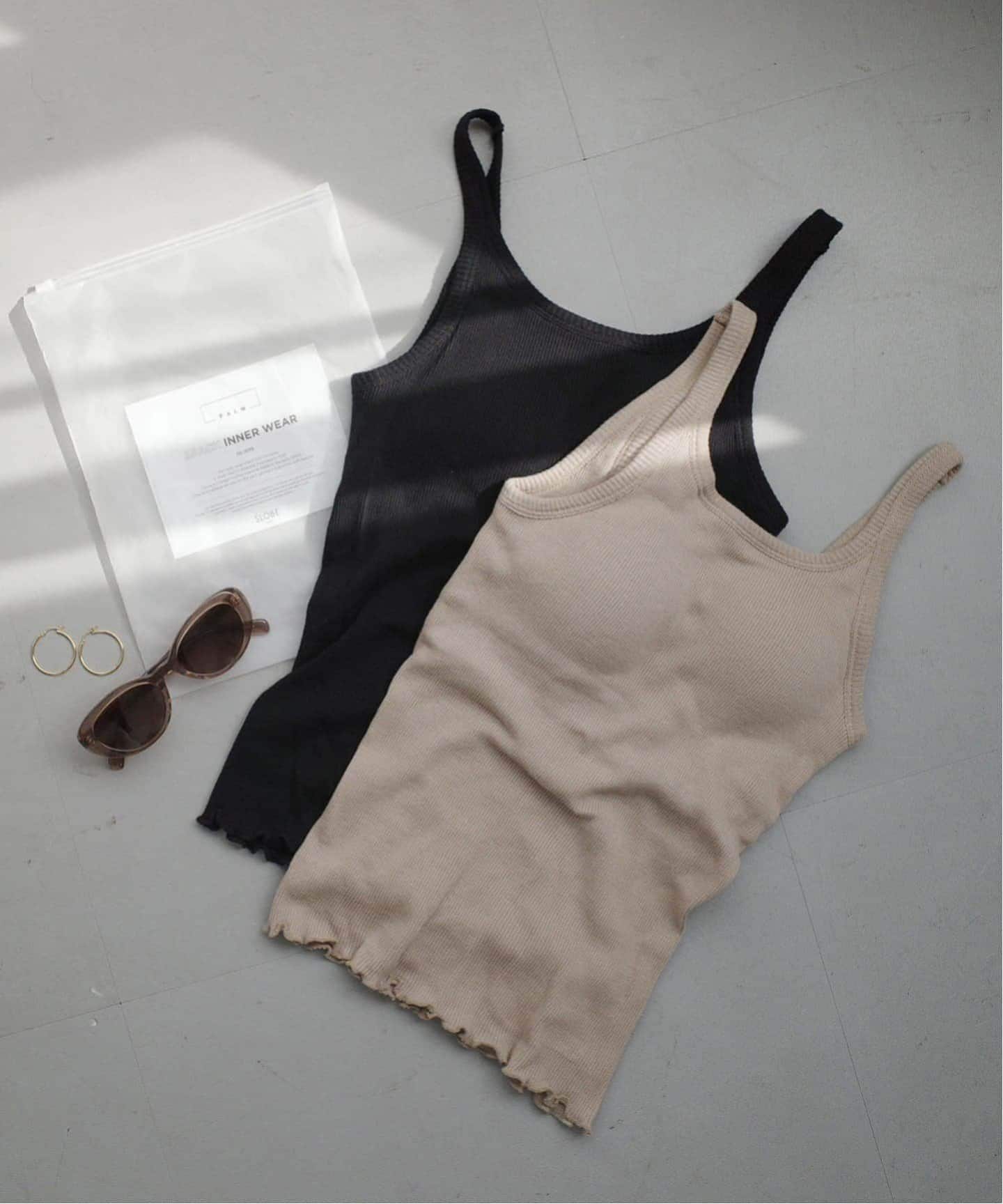 ★SLOBE IENA★別注カップインタンクトップ　PALM 追加2》PALM/パーム SLOBE別注 2SETキャミソール（カップ付き