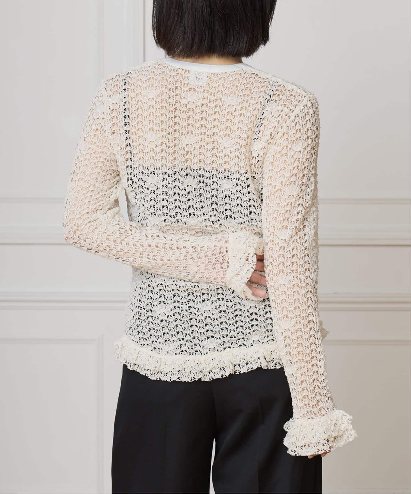 予約》IENA LA BOUCLE antik dantel レースヘンリーネックプル