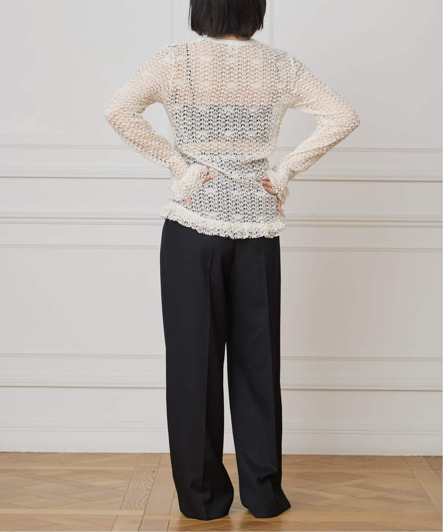 IENA LA BOUCLE antik dantel レースヘンリーネックプルオーバー（T