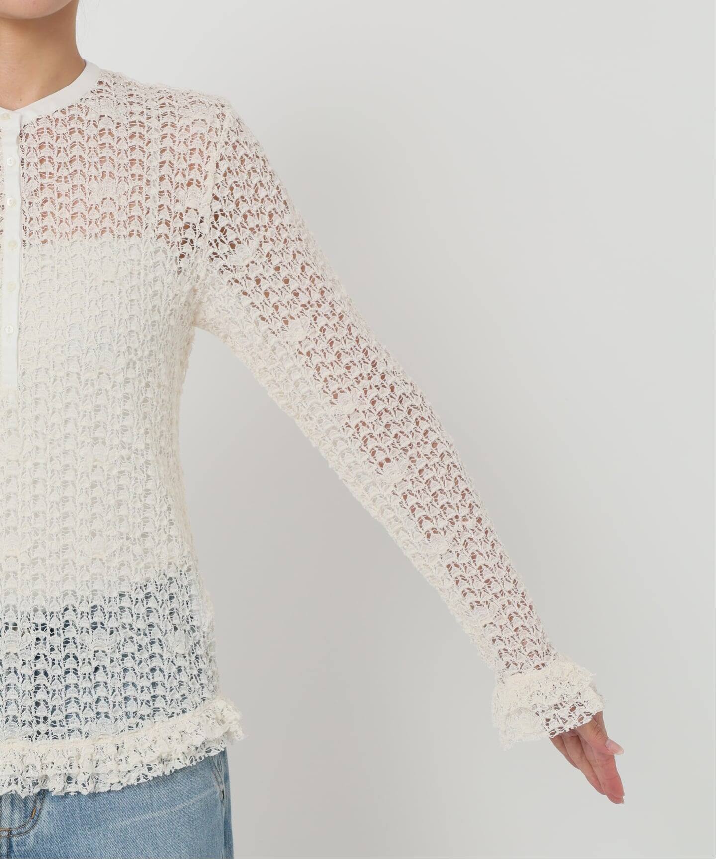 IENA LA BOUCLE antik dantel レースヘンリーネックプルオーバー（T