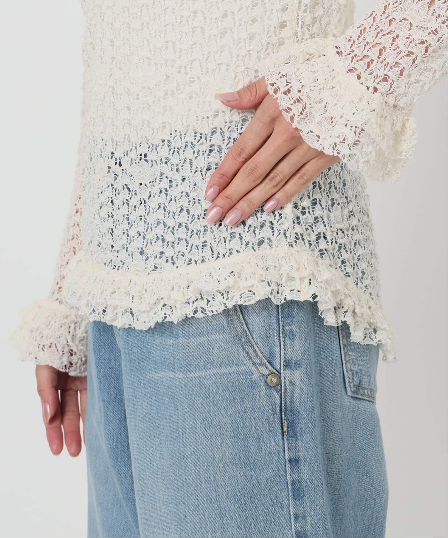 予約》IENA LA BOUCLE antik dantel レースヘンリーネックプル