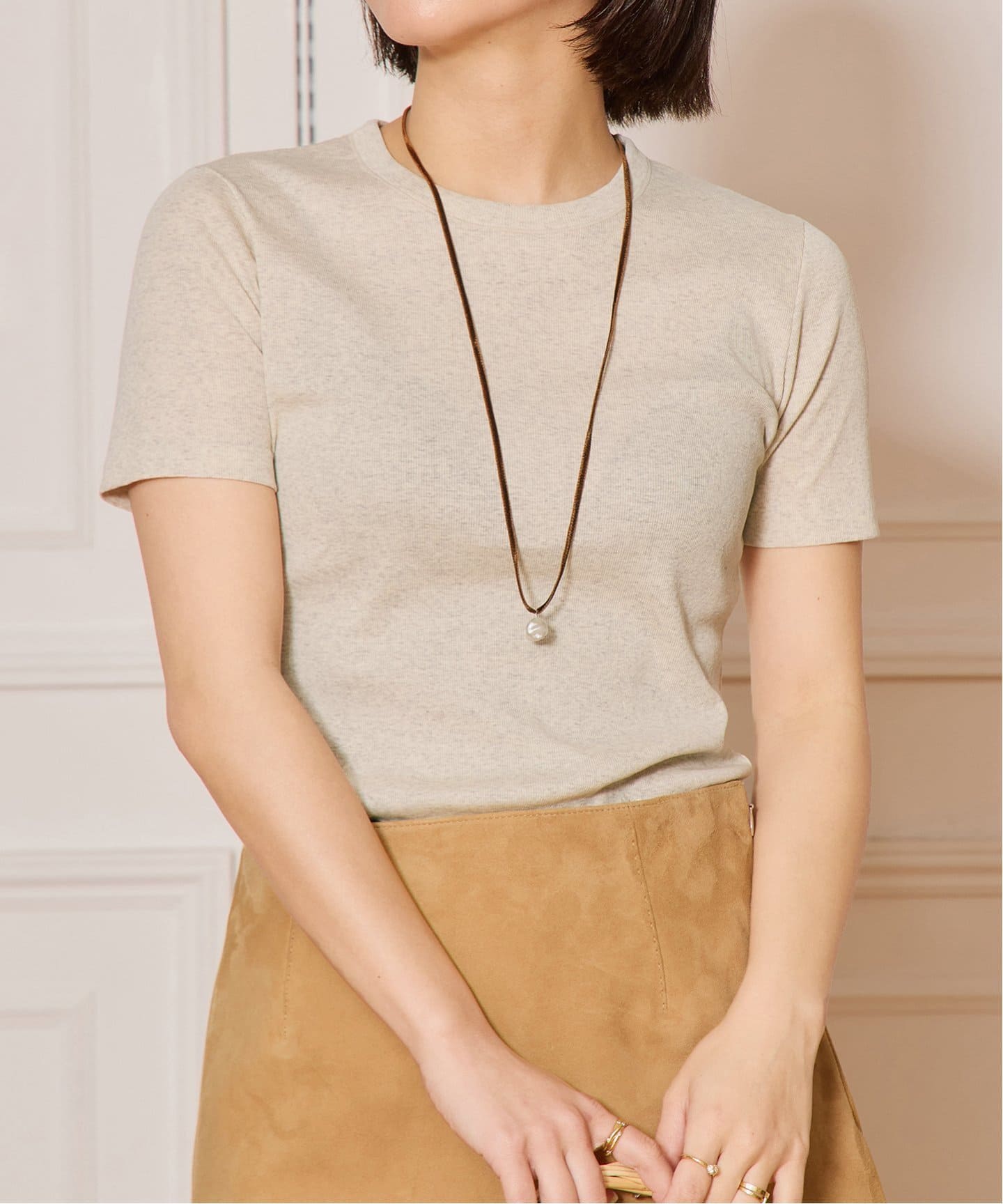 tシャツ 「追加」IENA LA BOUCLE ライトリブハーフスリーブプルオーバー2 レディース 追加》IENA LA BOUCLE ライトリブハーフスリーブプルオーバー2