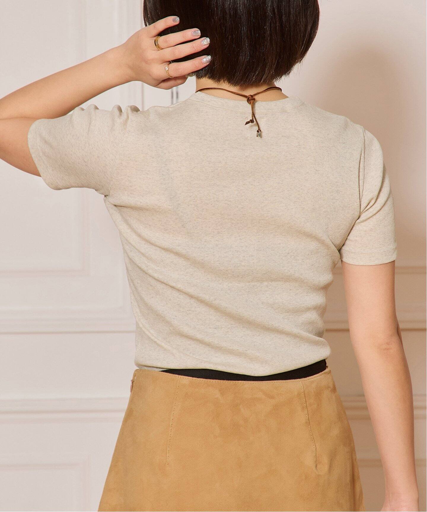 IENA LA BOUCLE ライトリブハーフスリーブプルオーバー（Tシャツ