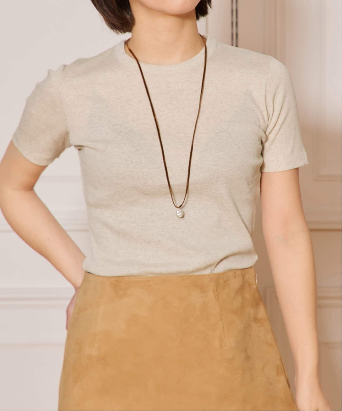 IENA LA BOUCLE ライトリブハーフスリーブプルオーバー（Tシャツ