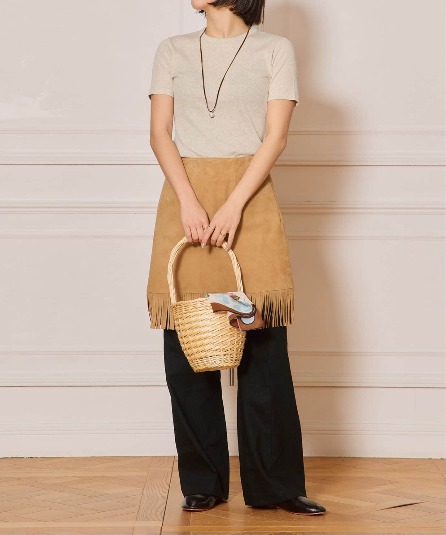 IENA LA BOUCLE ライトリブハーフスリーブプルオーバー（Tシャツ