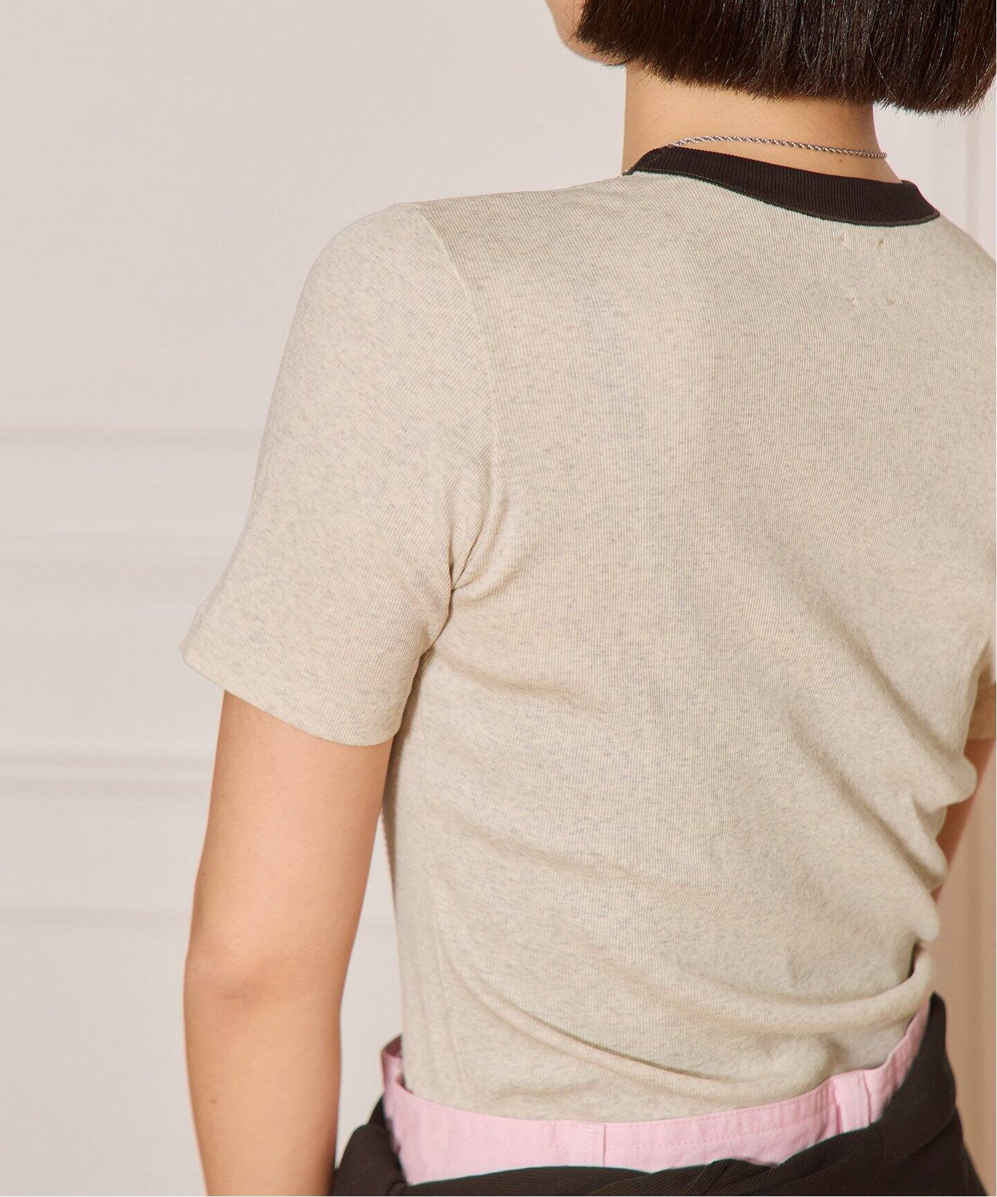 IENA LA BOUCLE ライトリブハーフスリーブプルオーバー（Tシャツ