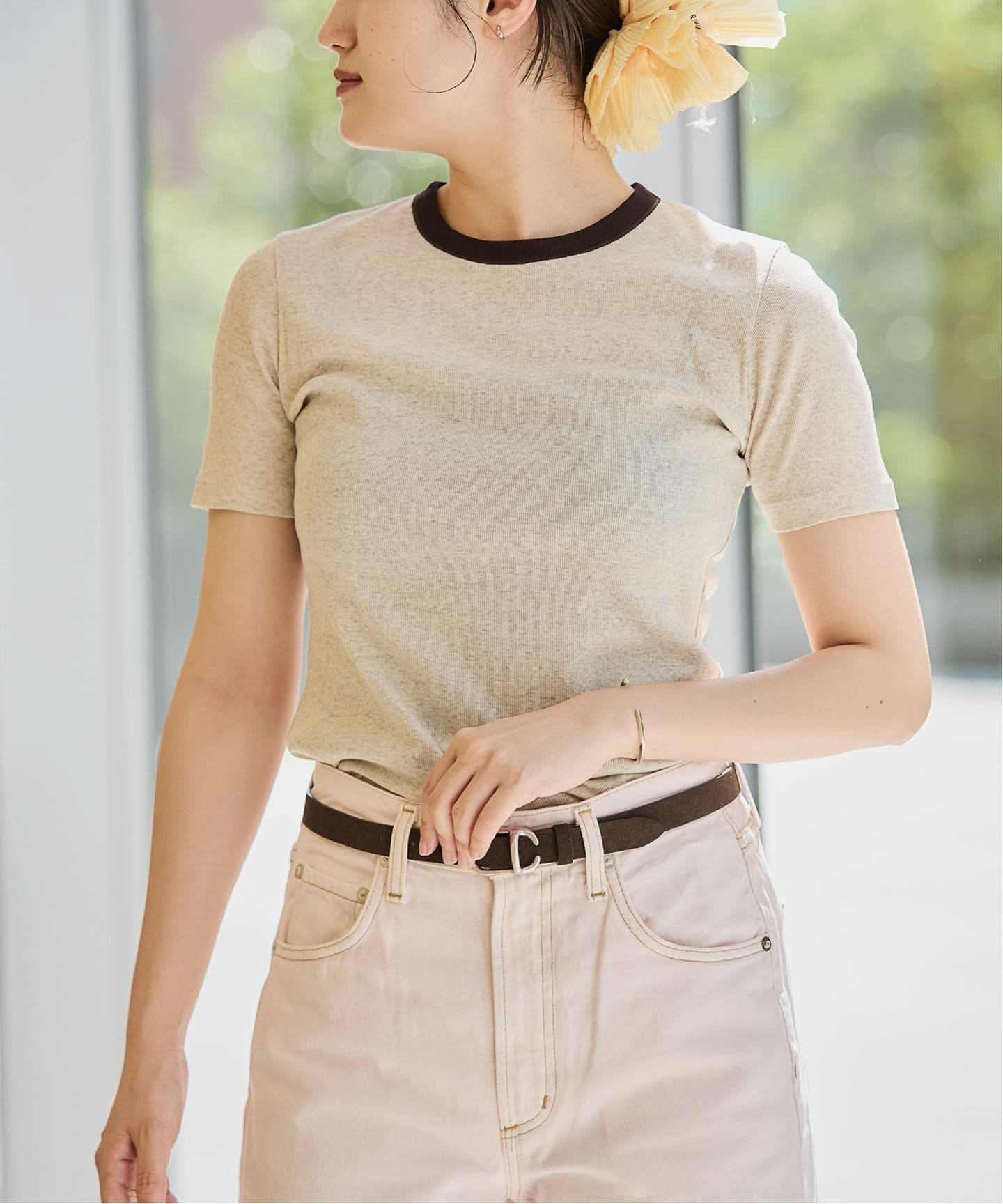 tシャツ 「追加」IENA LA BOUCLE ライトリブハーフスリーブプルオーバー2 レディース 追加》IENA LA BOUCLE ライトリブハーフスリーブプルオーバー2