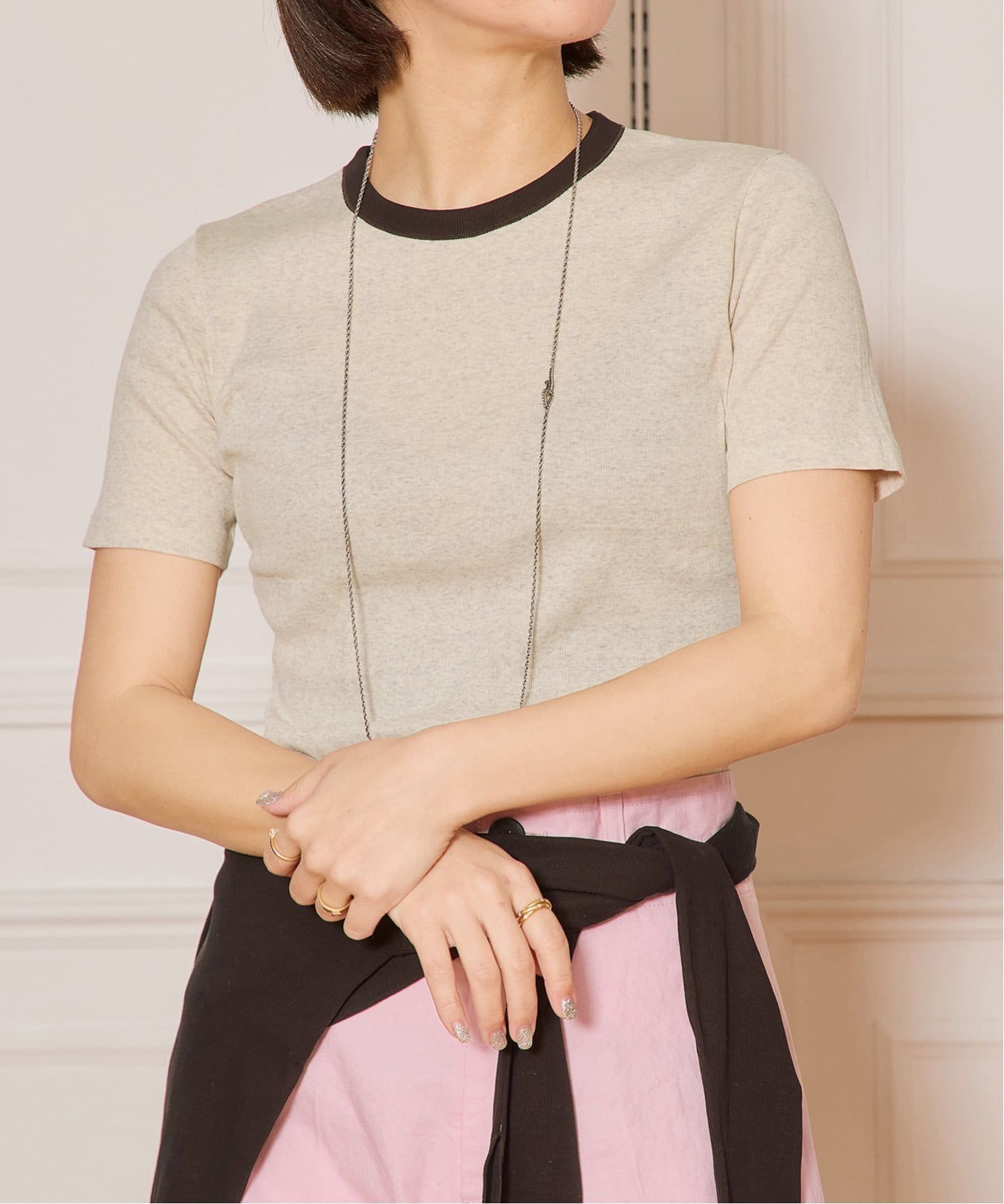 tシャツ 「追加」IENA LA BOUCLE ライトリブハーフスリーブプルオーバー2 レディース 追加》IENA LA BOUCLE ライトリブハーフスリーブプルオーバー2