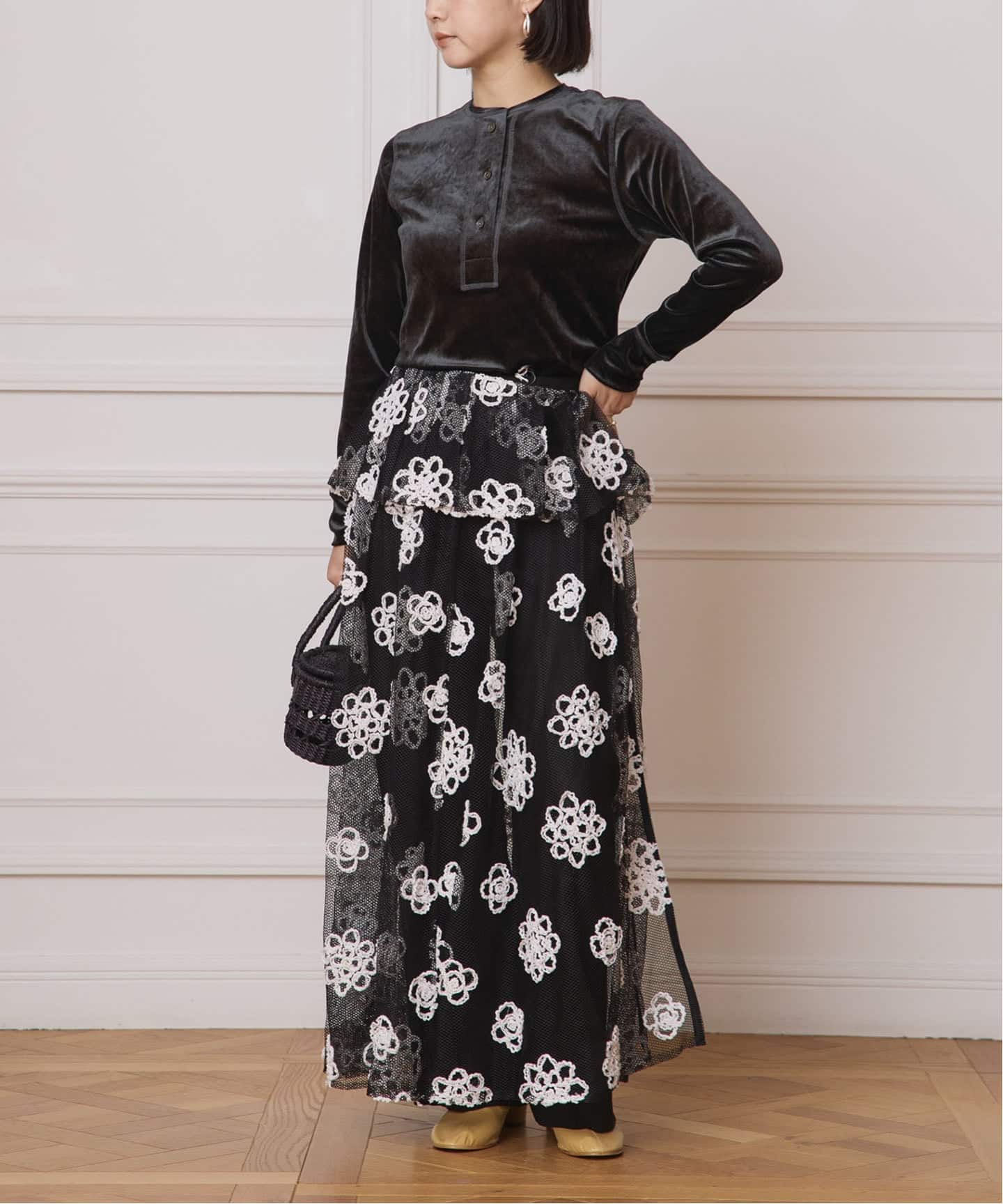 予約》IENA LA BOUCLE トリアセベロアヘンリートップス（Tシャツ
