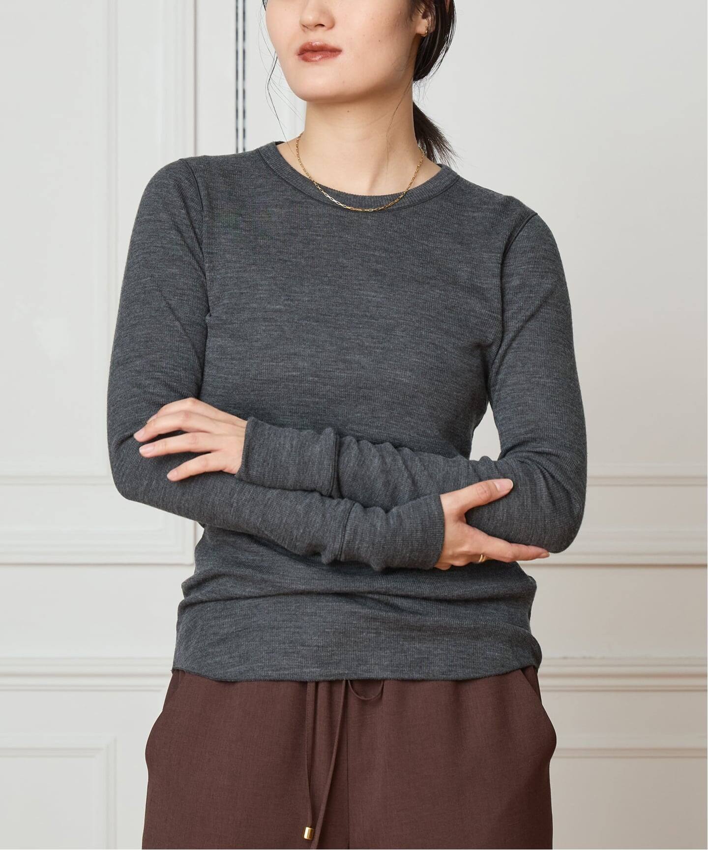 IENA LA BOUCLE ウールテレコクルーネックプルオーバー（Tシャツ