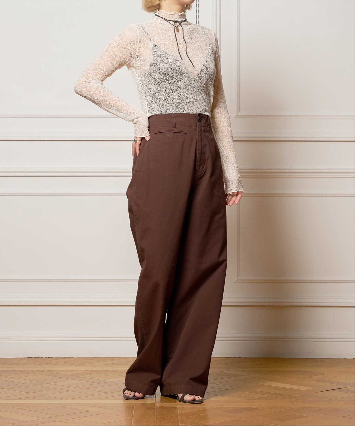 IENA LA BOUCLE レース トップス イエナ ジャケット IENA LA BOUCLE シュリンクレースカットソー（Tシャツ