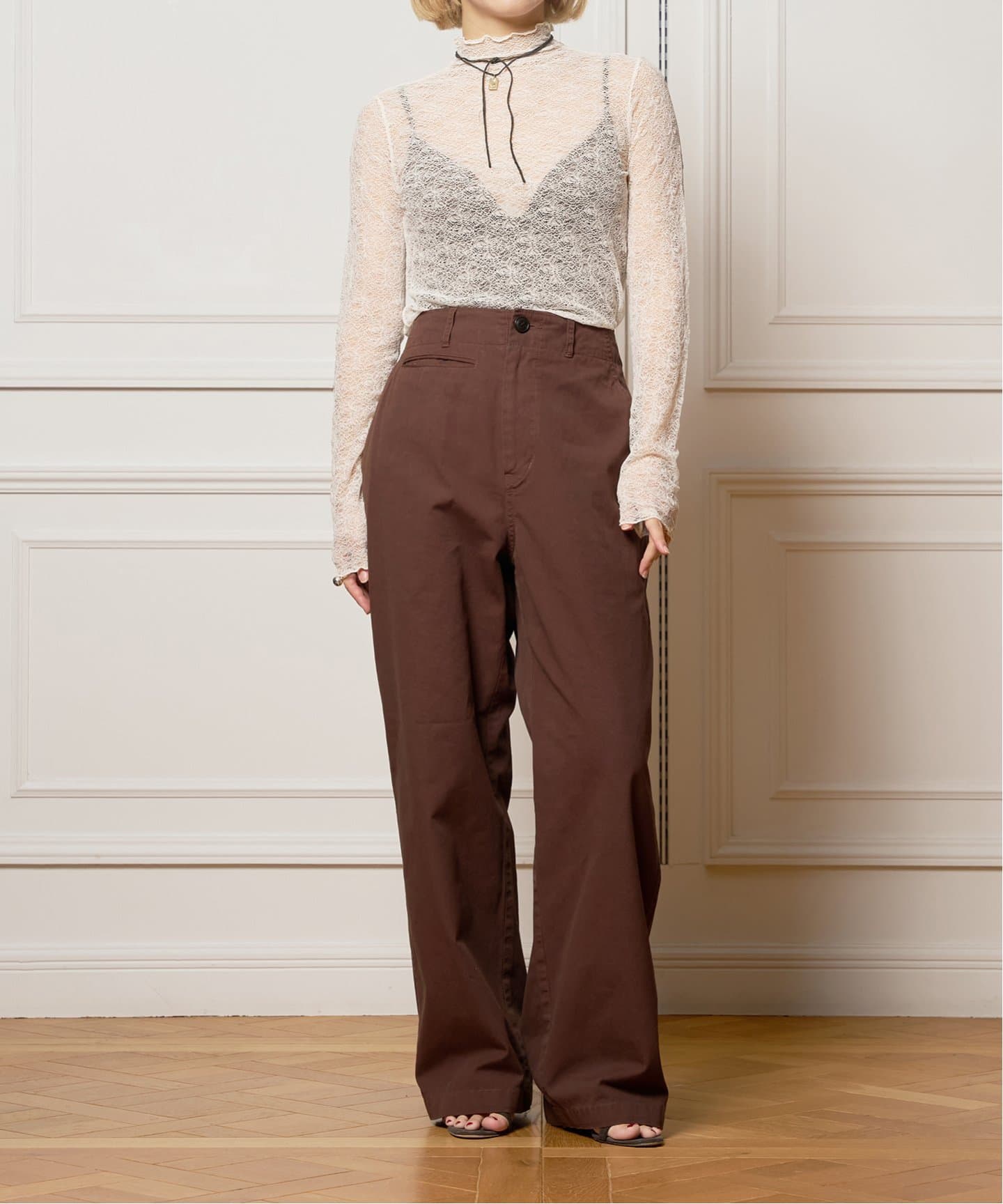 通販生活 ファッション IENA LA BOUCLE シュリンクレースカットソー（Tシャツ トップス