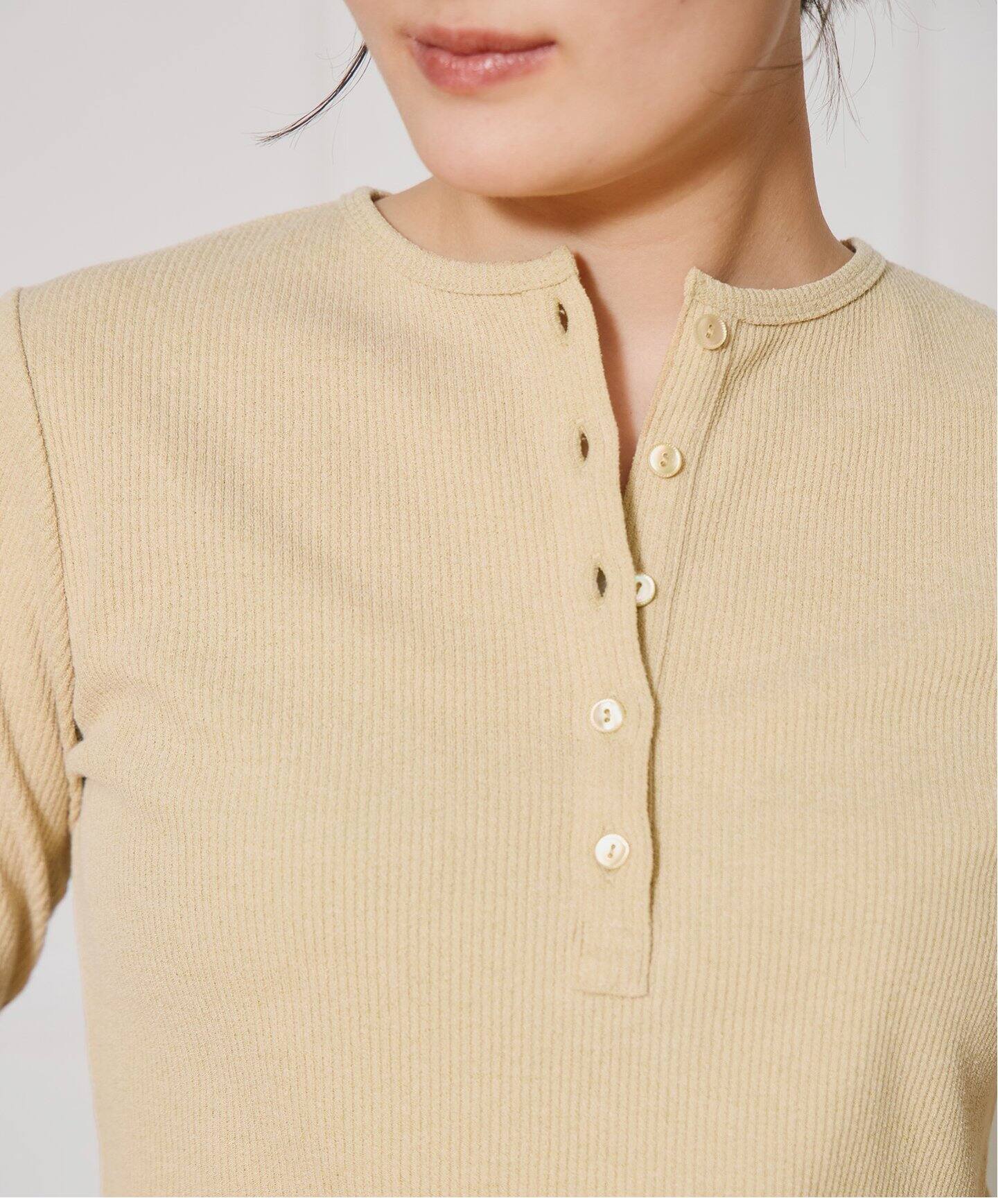 IENA LA BOUCLE メランジヘンリーネックカットソー（Tシャツ