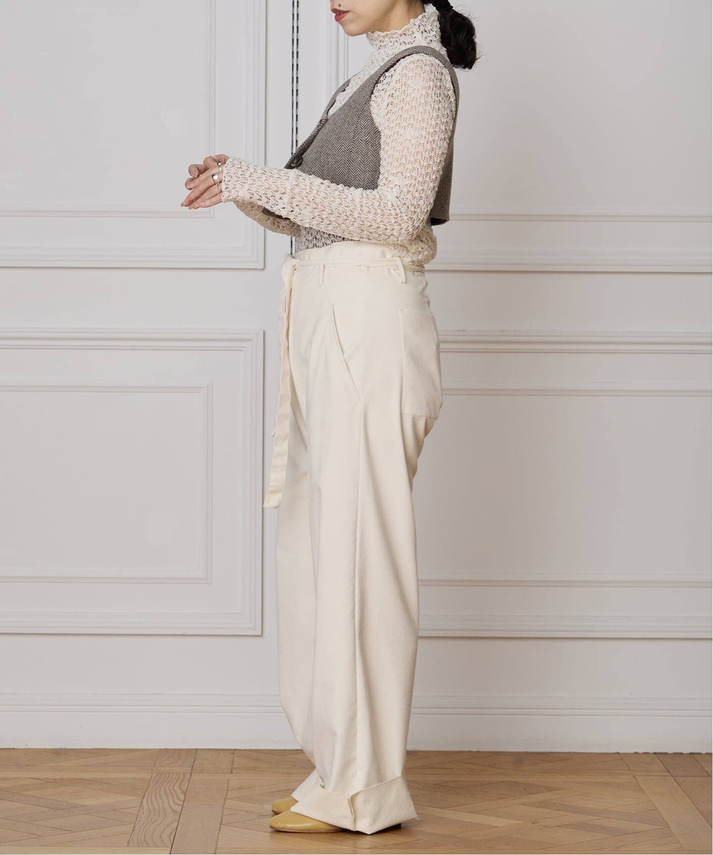 IENA LA BOUCLE イエナ ラブークル 25SS モックネックレースカットソー 25-070-914-3240 ホワイト F IENA LA BOUCLE - IENA LA BOUCLE イエナ ラブークル 25SS モック