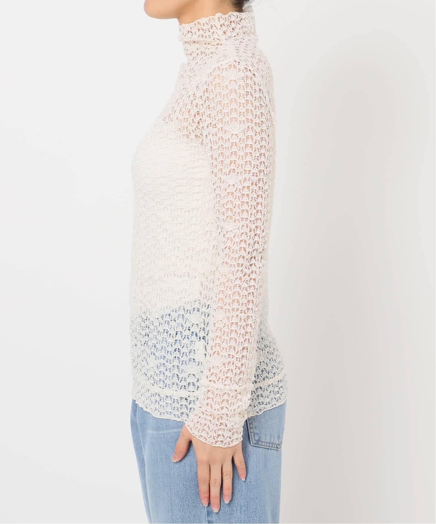 IENA LA BOUCLE イエナ ラブークル 25SS モックネックレースカットソー 25-070-914-3240 ホワイト F IENA LA BOUCLE - IENA LA BOUCLE イエナ ラブークル 25SS モック