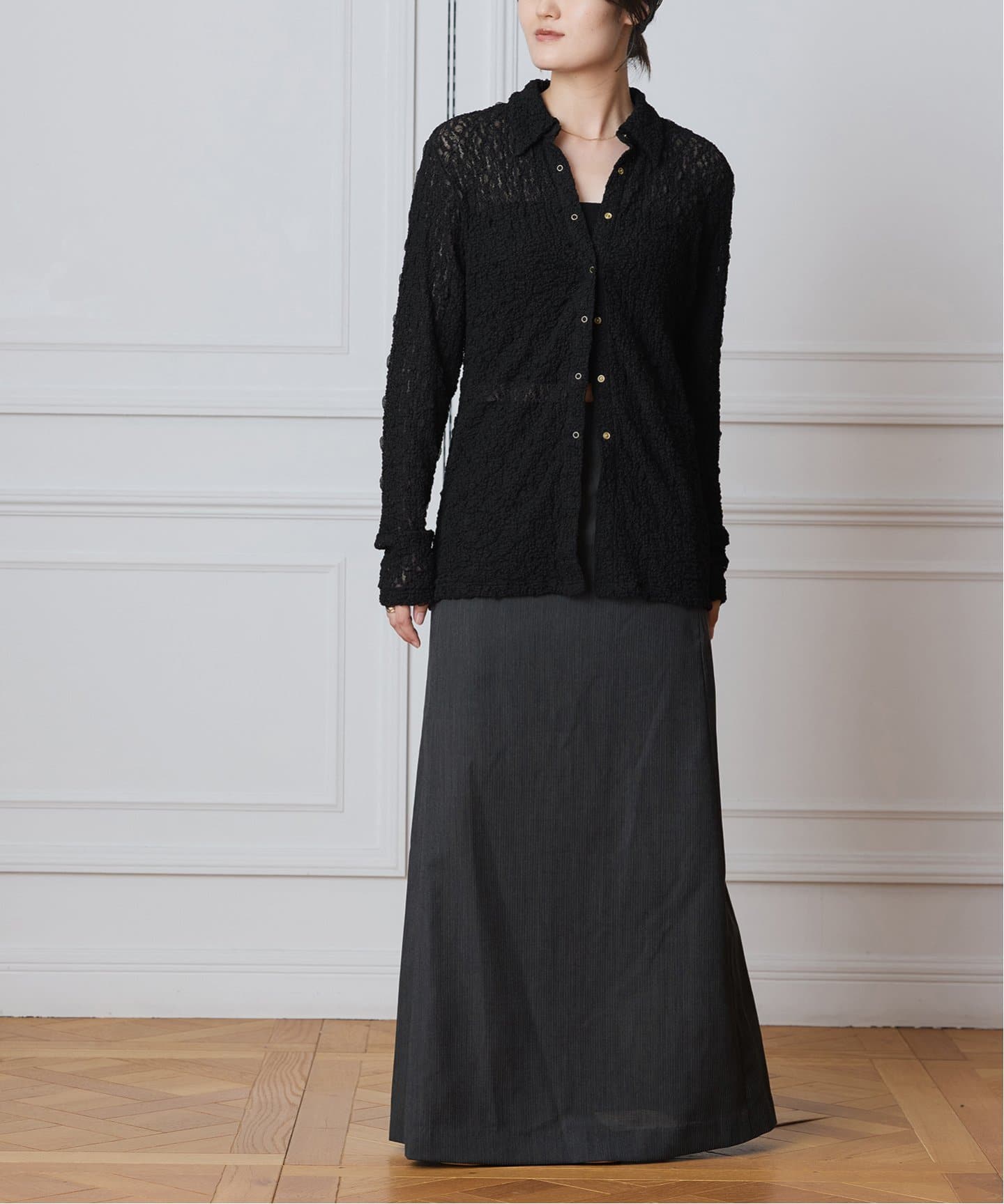 ブラウス シャツ IENA LA BOUCLE ストレッチレースシャツ レディース 予約》IENA LA BOUCLE ストレッチレースシャツ（シャツ