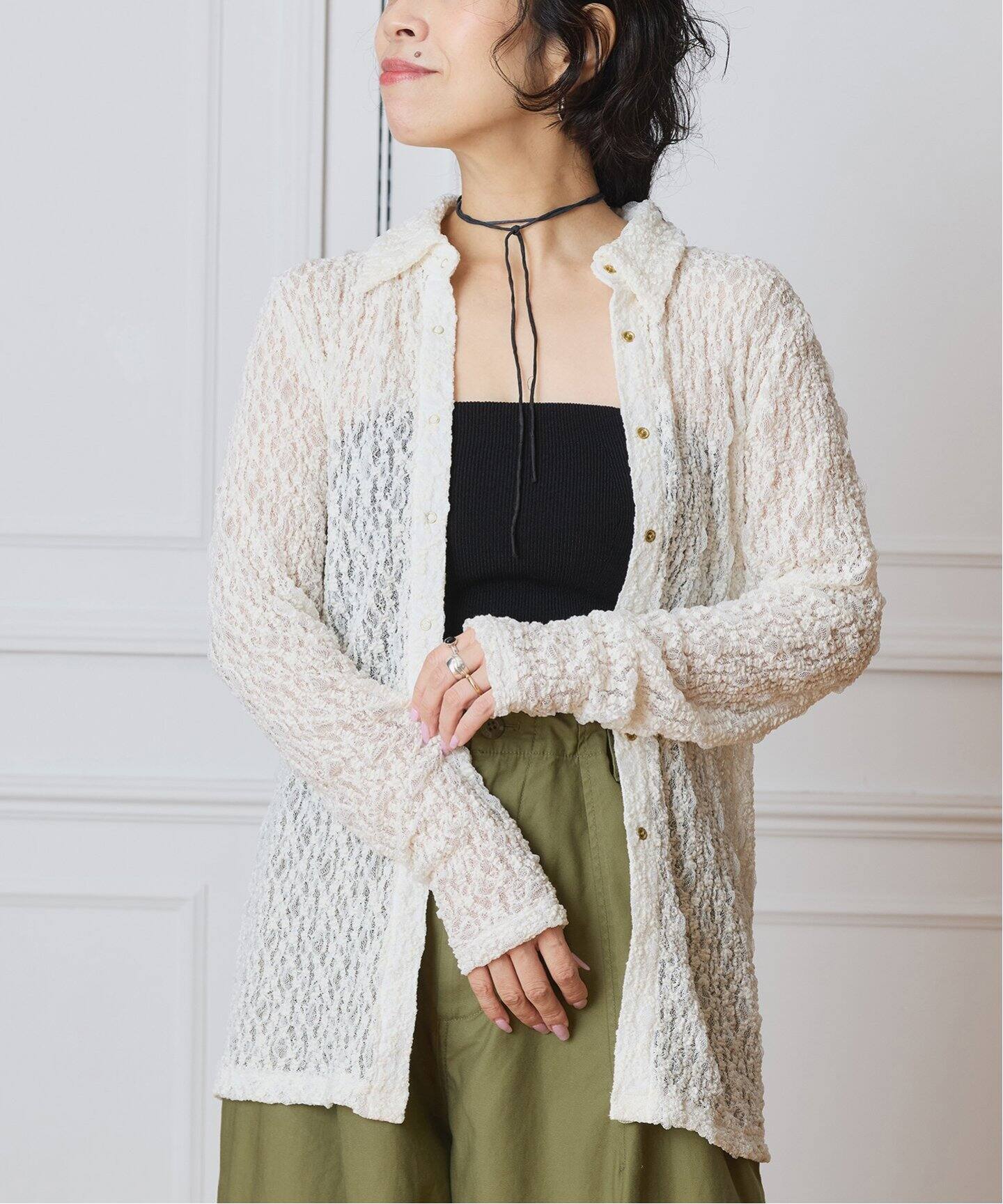 IENA LA BOUCLE　イエナラブークル　ストレッチレースシャツ IENA LA BOUCLE ストレッチレースシャツ（シャツ／ブラウス）｜IENA