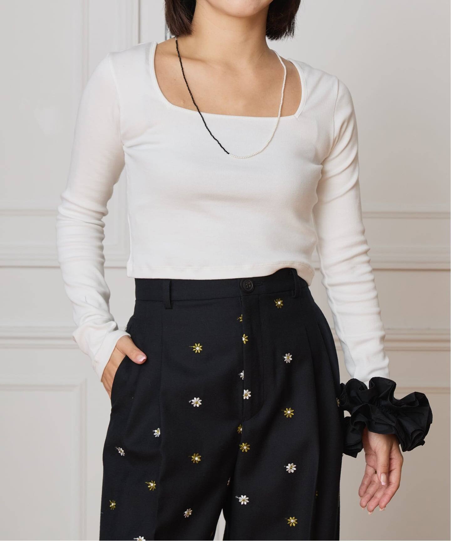 IENA LA BOUCLE コンパクトベアスクエアネックカットソー（T