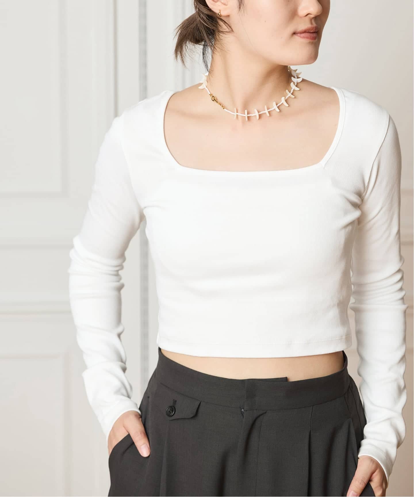 IENA LA BOUCLE コンパクトベアスクエアネックカットソー（Tシャツ