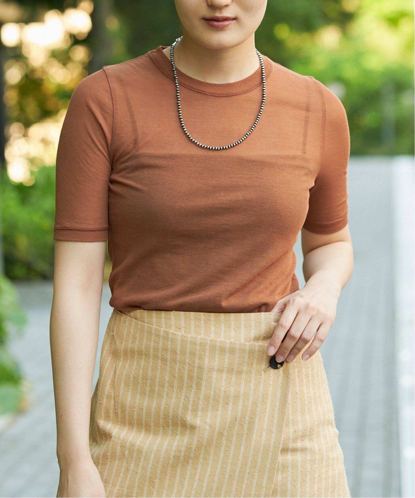 追加》IENA LA BOUCLE 水撚りガスフライス半袖プルオーバー（T