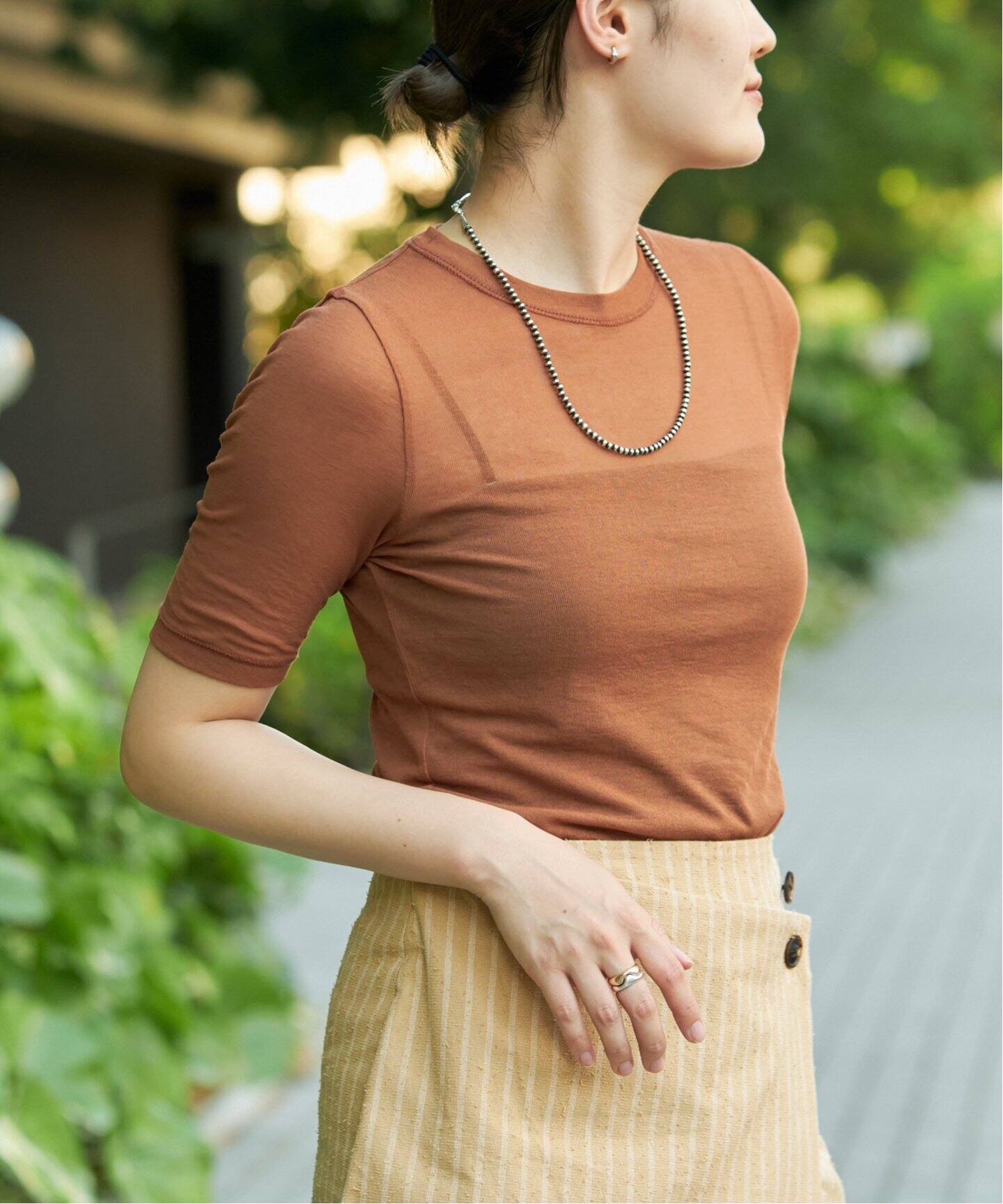 追加》IENA LA BOUCLE 水撚りガスフライス半袖プルオーバー（T
