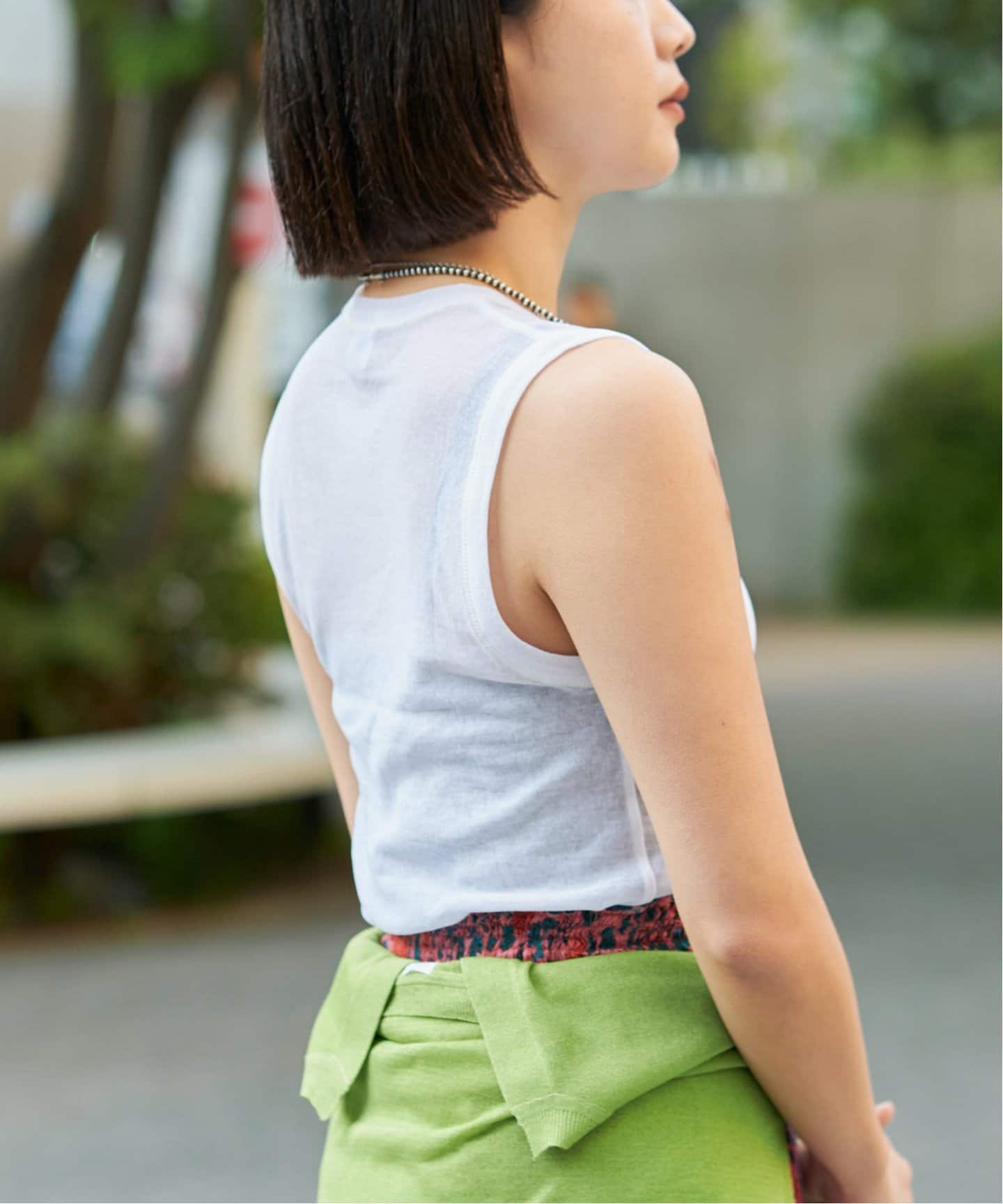 追加》IENA LA BOUCLE 水撚りガスフライスノースリーブ（Tシャツ