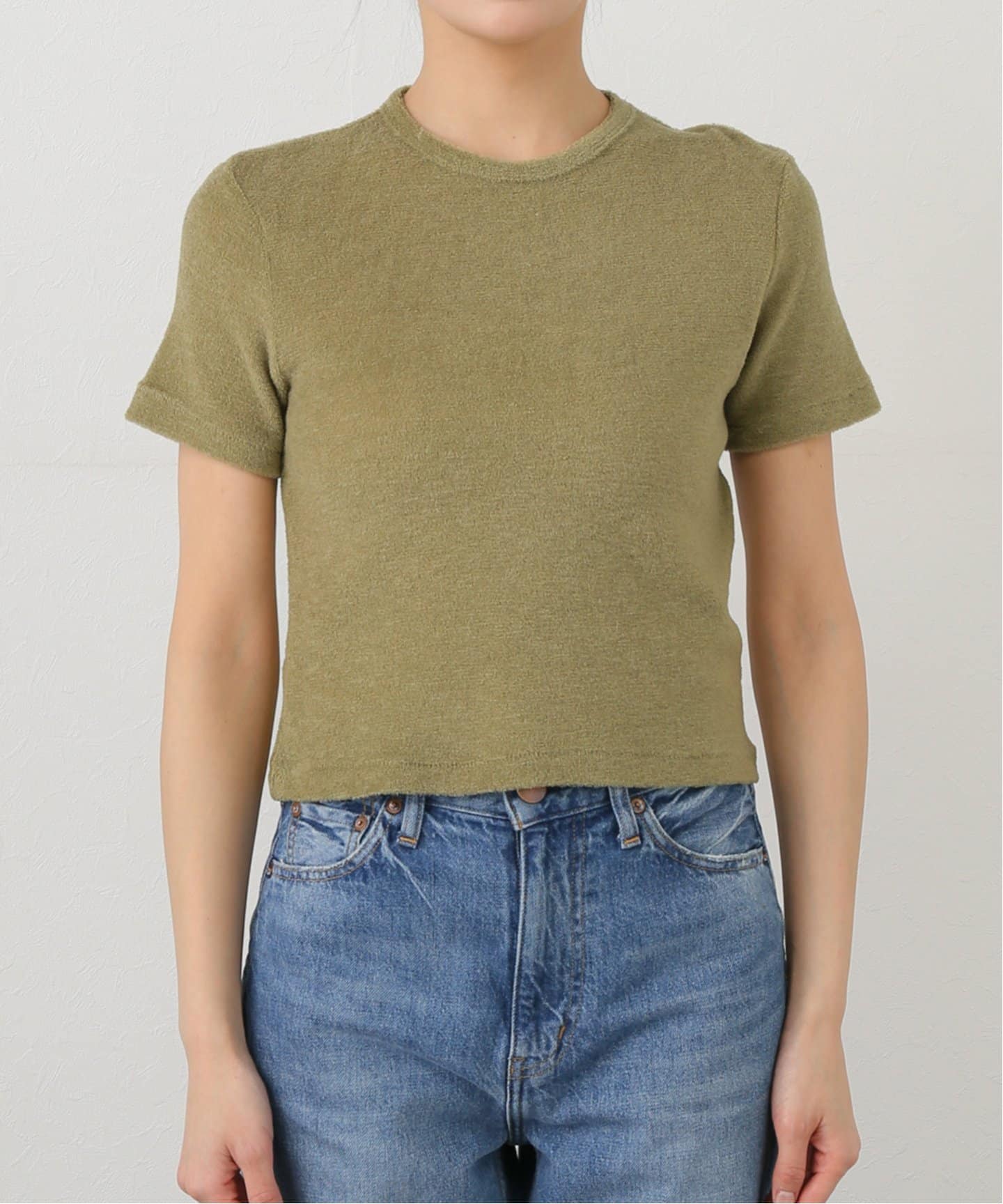 【AURALEE】WASHABLE WOOL PILE TEE Olive AURALEE(WOMENS) / WASHABLE WOOL PILE TEE | Burnish