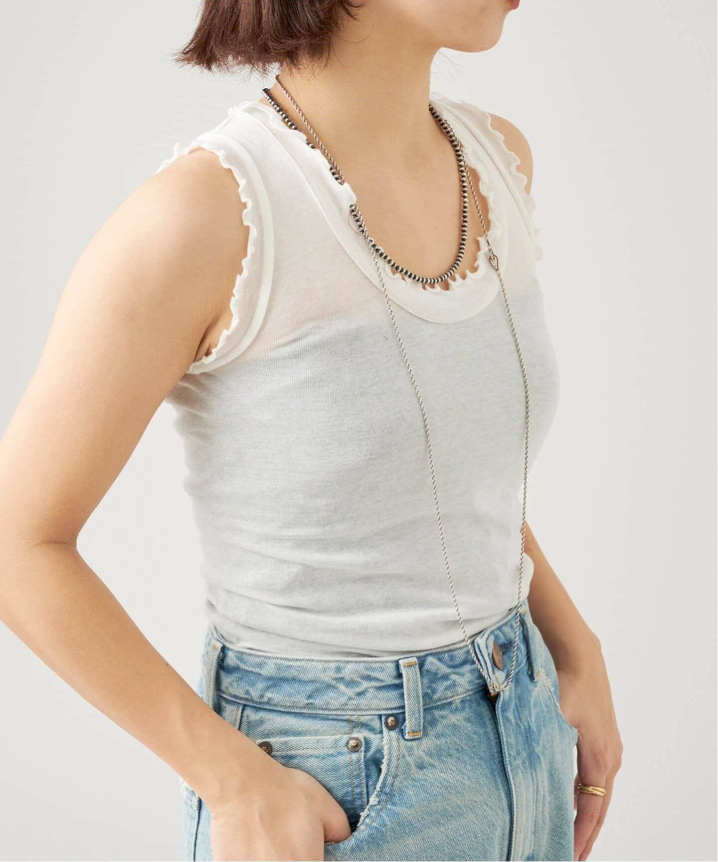 2025新発 seamless basic./シームレスベーシック Flounce タンクトップ トップス